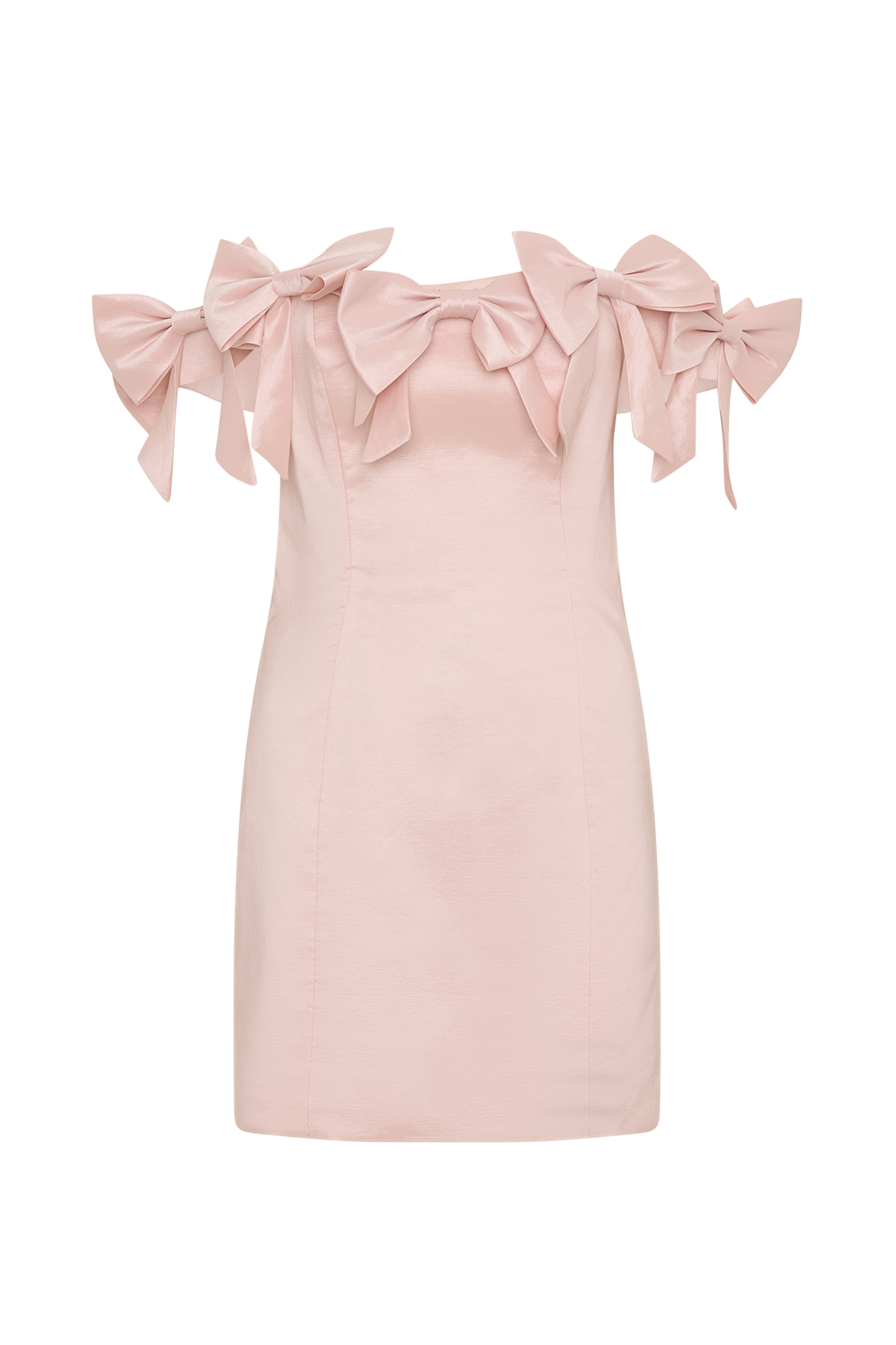 Mini-robe rose sans bretelles avec nœud - Rose poudré