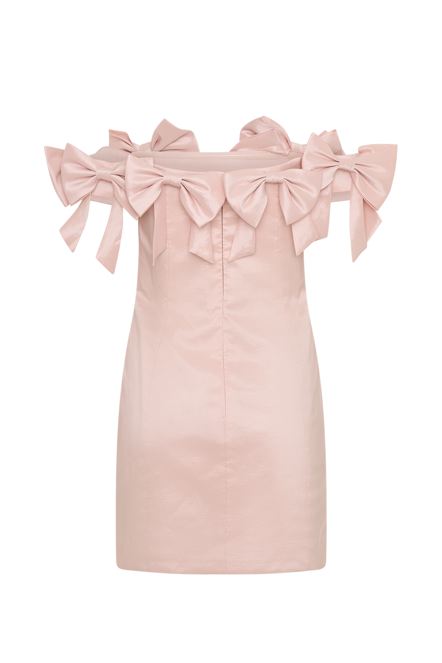 Mini-robe rose sans bretelles avec nœud - Rose poudré