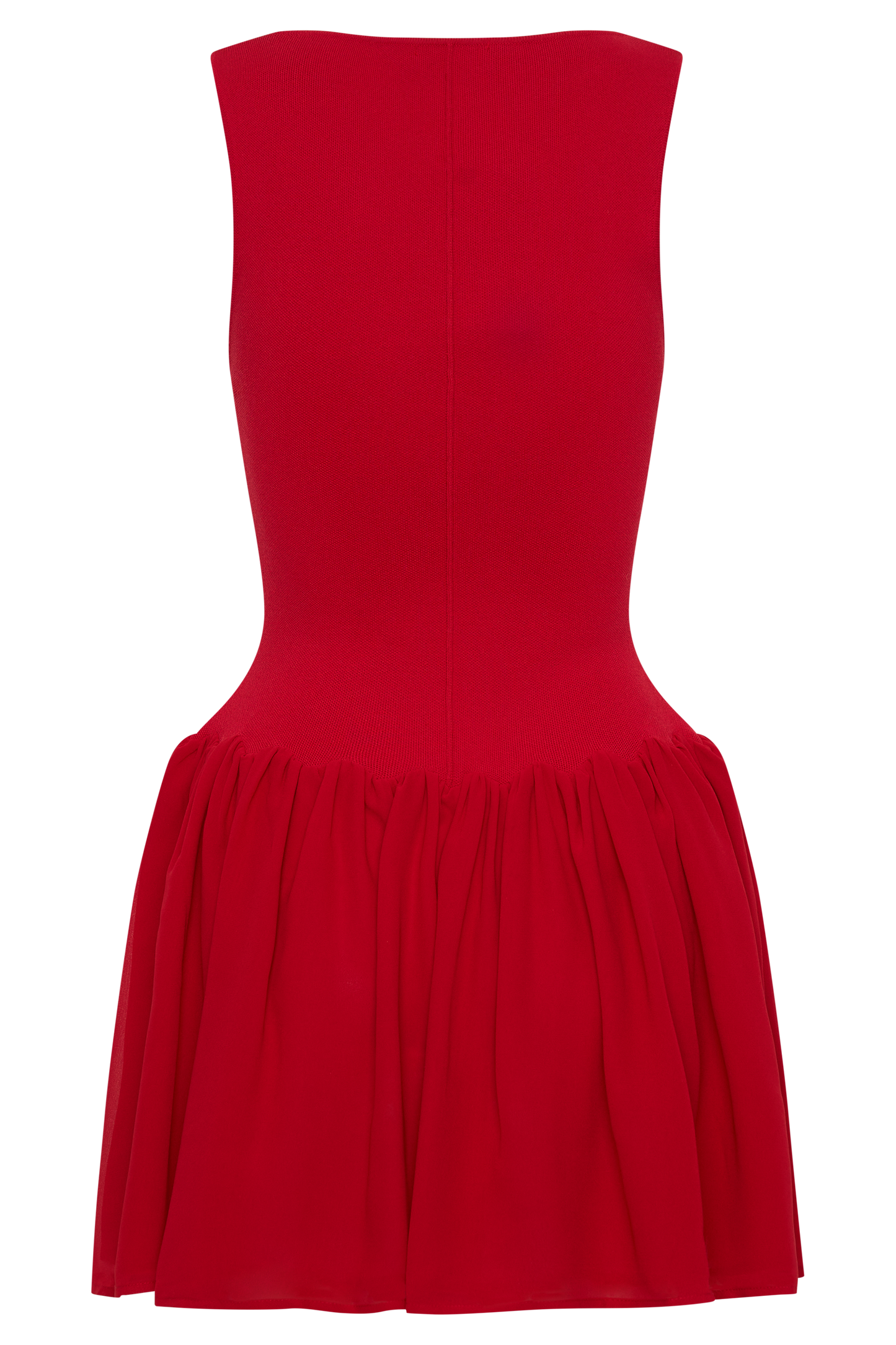 Robe mini en jersey et mousseline de soie Ashleigh - Rouge