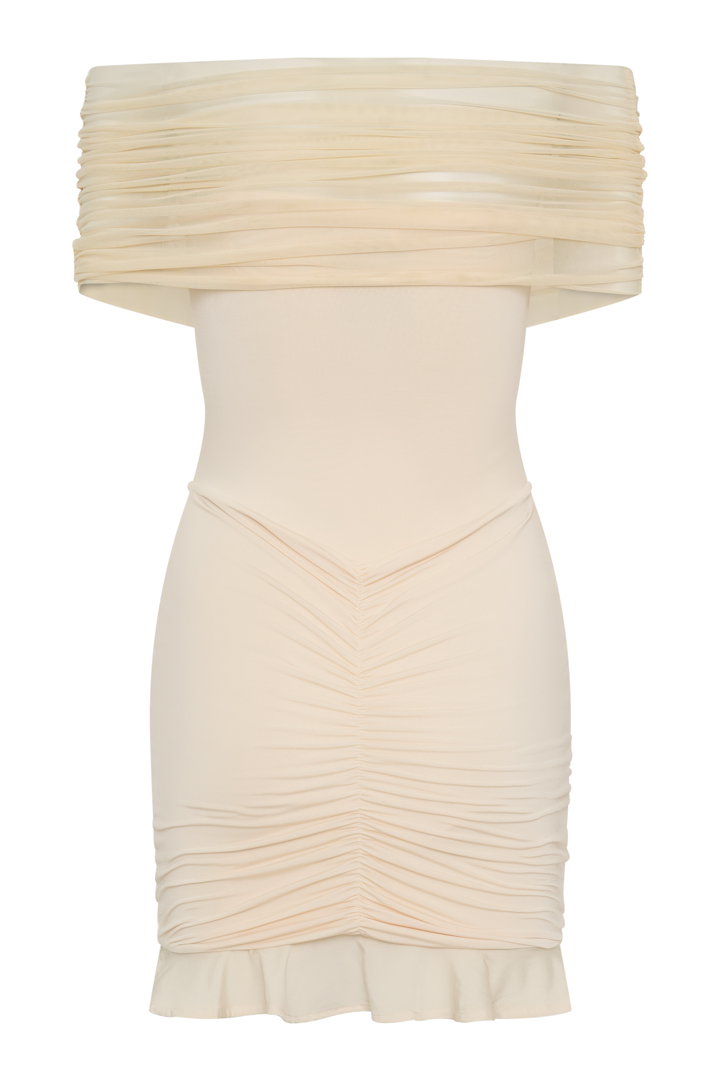 Robe mini décolletée dos nu en mousseline et tulle - Ivoire