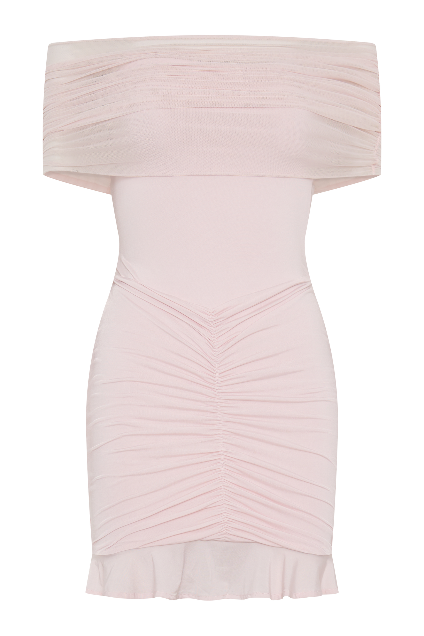Mini-robe trapue et en mousseline de soie à épaules dénudées Caspian - Rose pâle