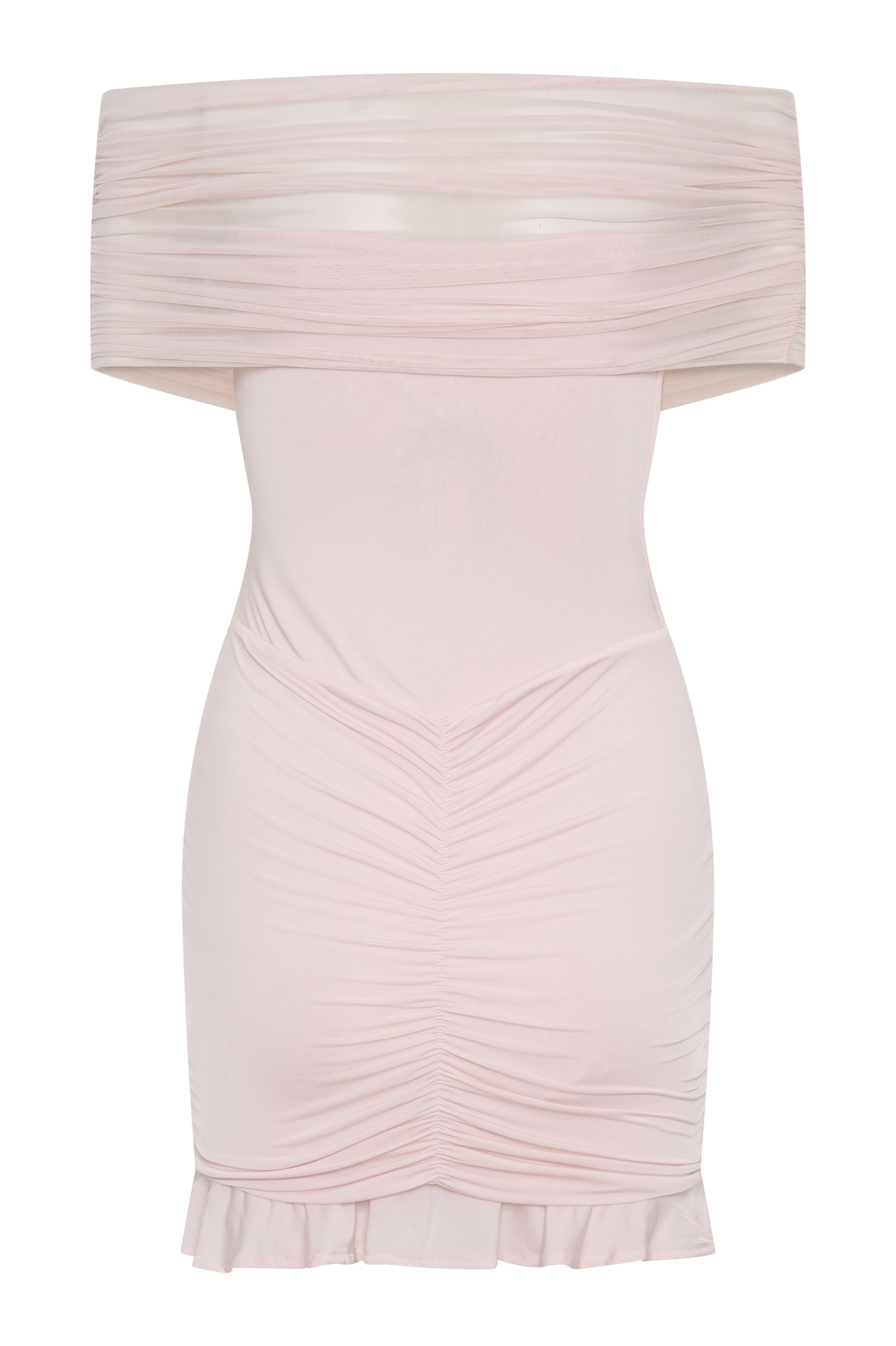 Mini-robe trapue et en mousseline de soie à épaules dénudées Caspian - Rose pâle