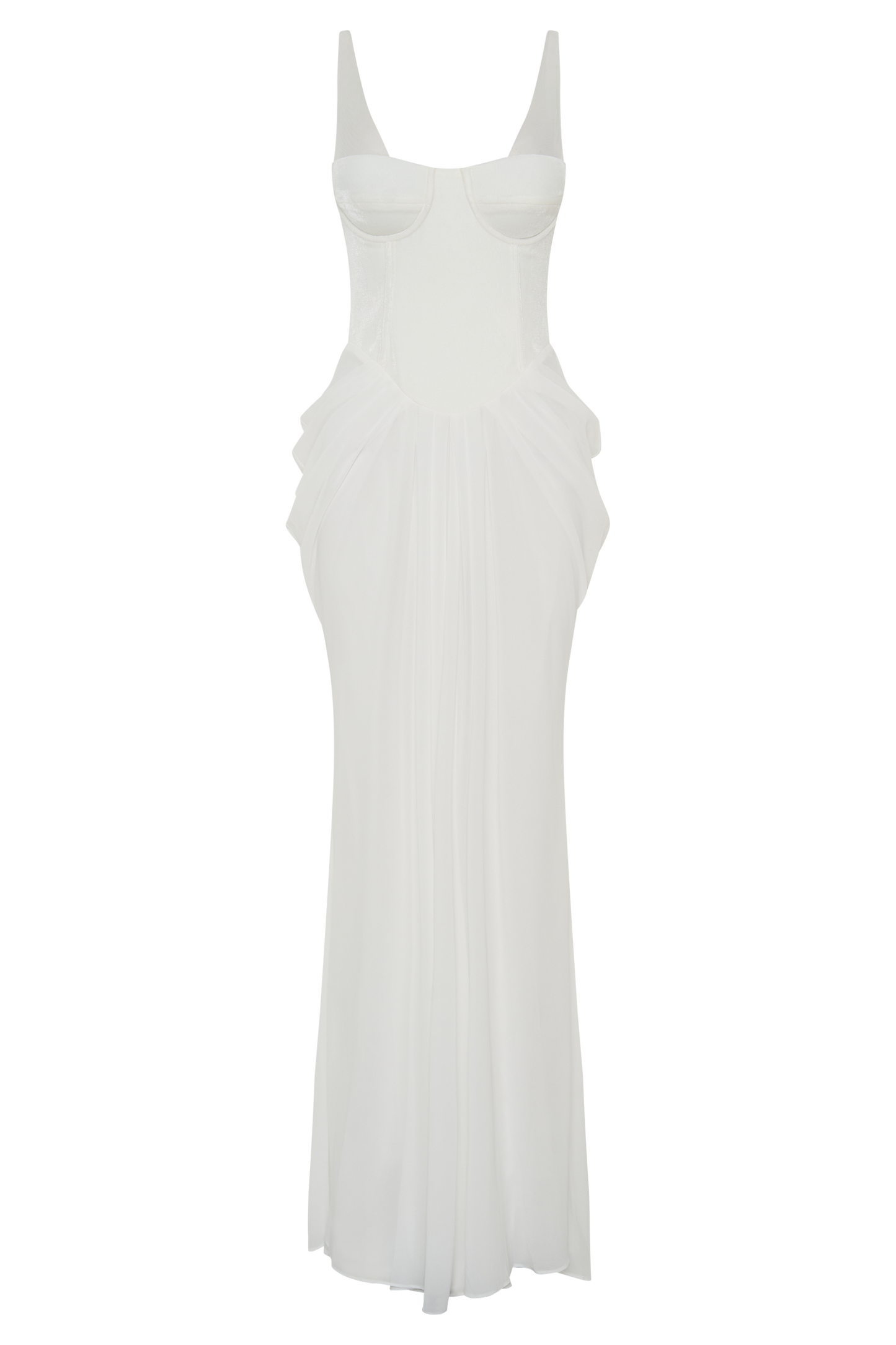 Robe Maxi Roxanne en Velours avec Corset - Blanche