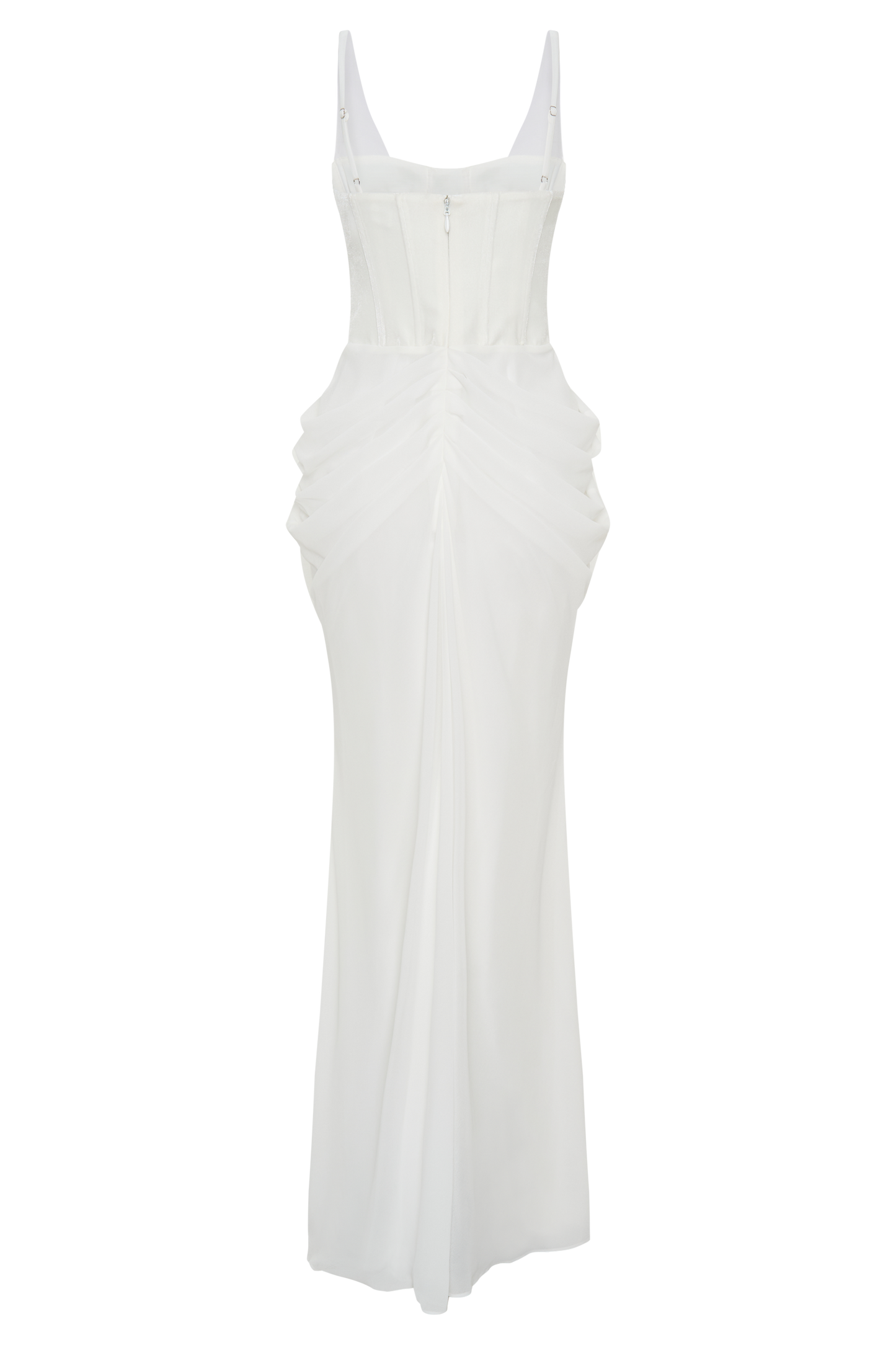 Robe Maxi Roxanne en Velours avec Corset - Blanche