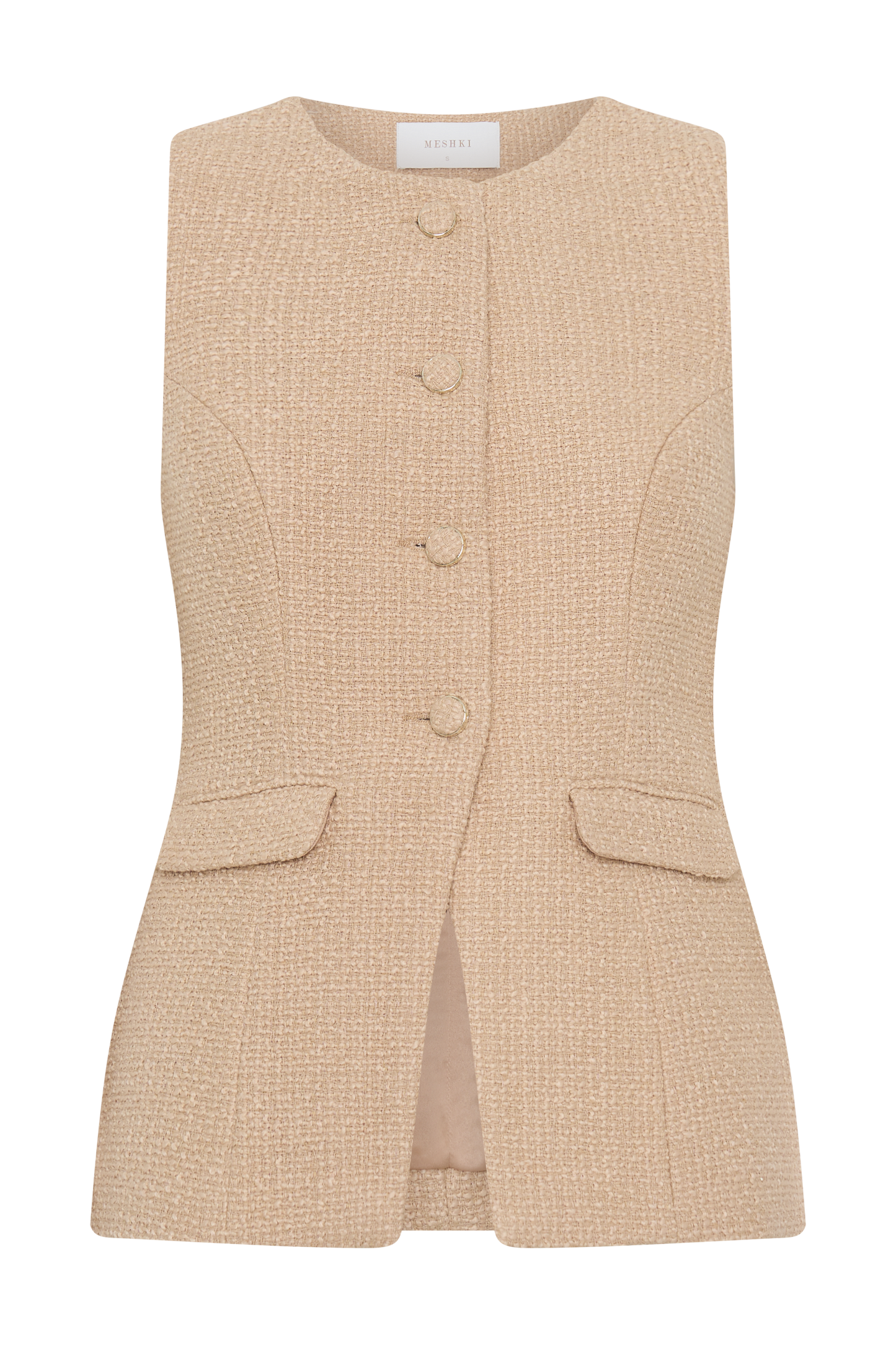 Gilet sans manches Camilla en bouclé - Taupe clair
