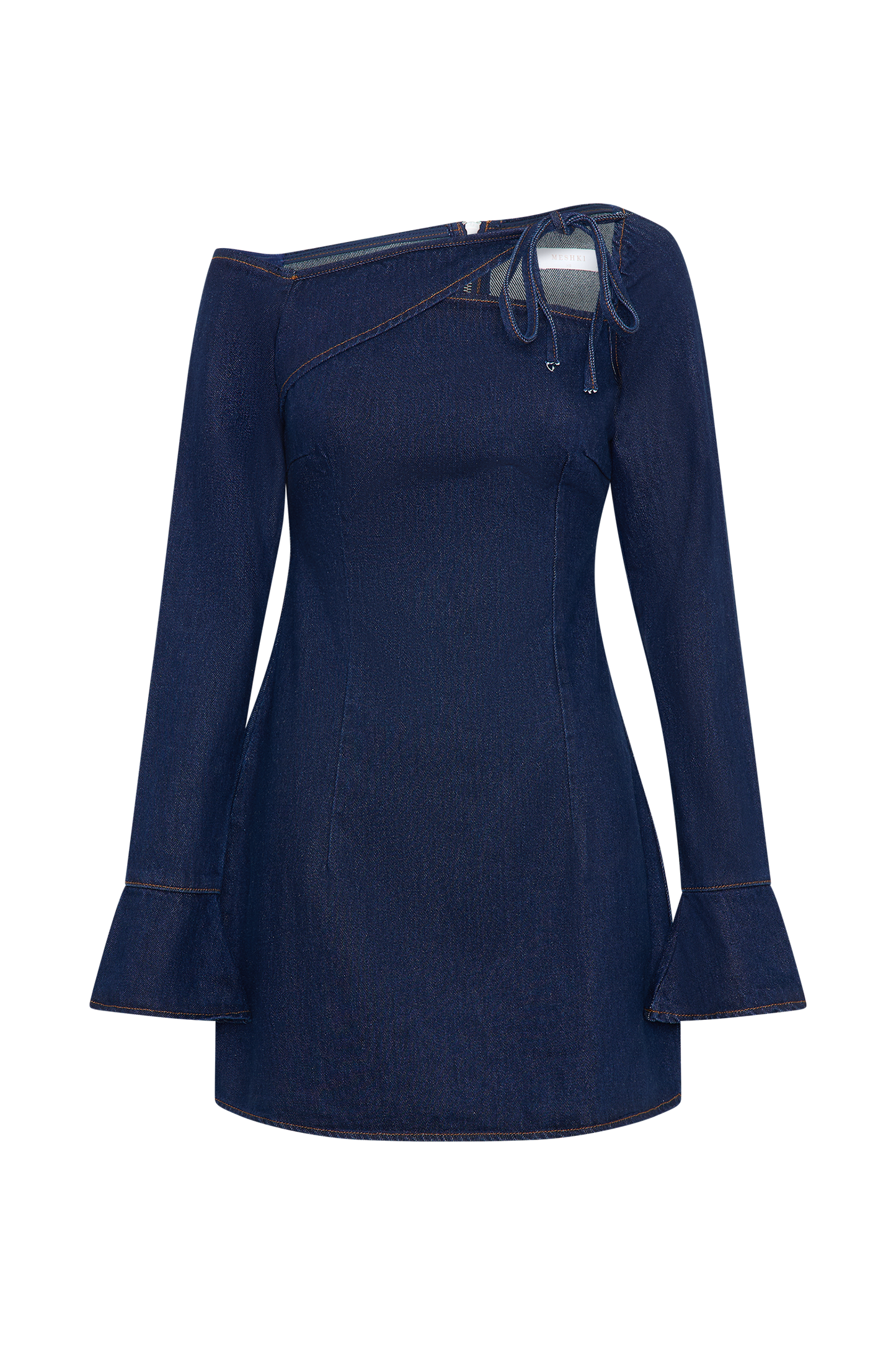 Cece Mini-robe en jean avec lacets - Bleu indigo