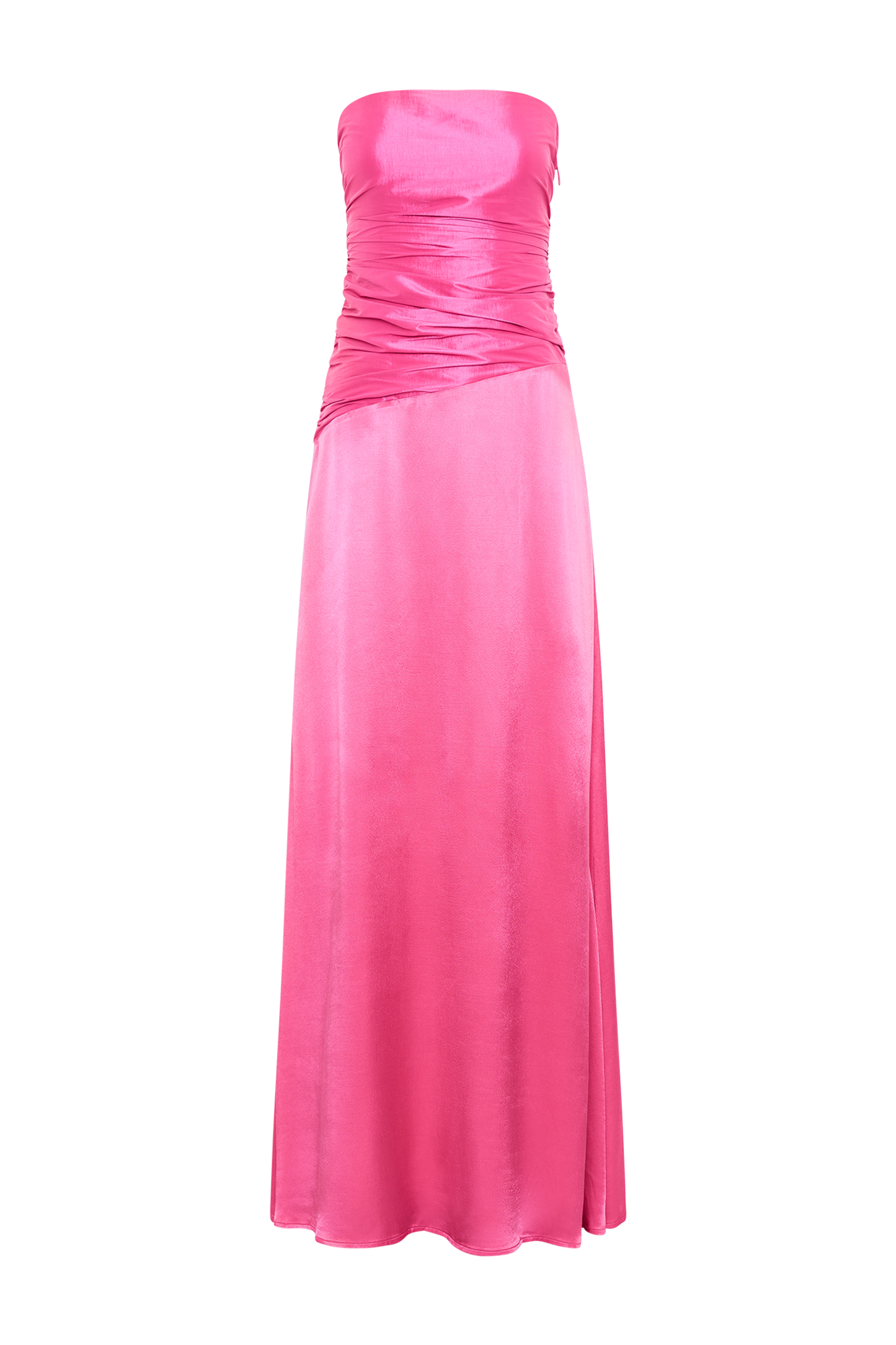 Robe maxi en taffeta Serena sans bretelles - Rose cramoisi