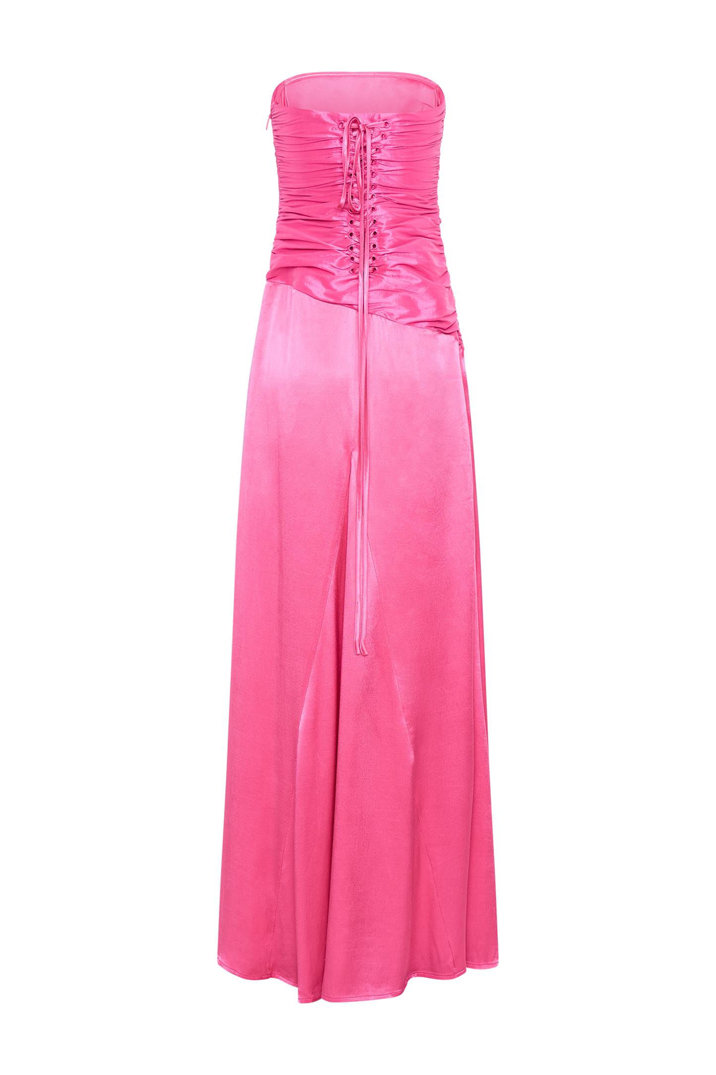 Robe maxi en taffeta Serena sans bretelles - Rose cramoisi