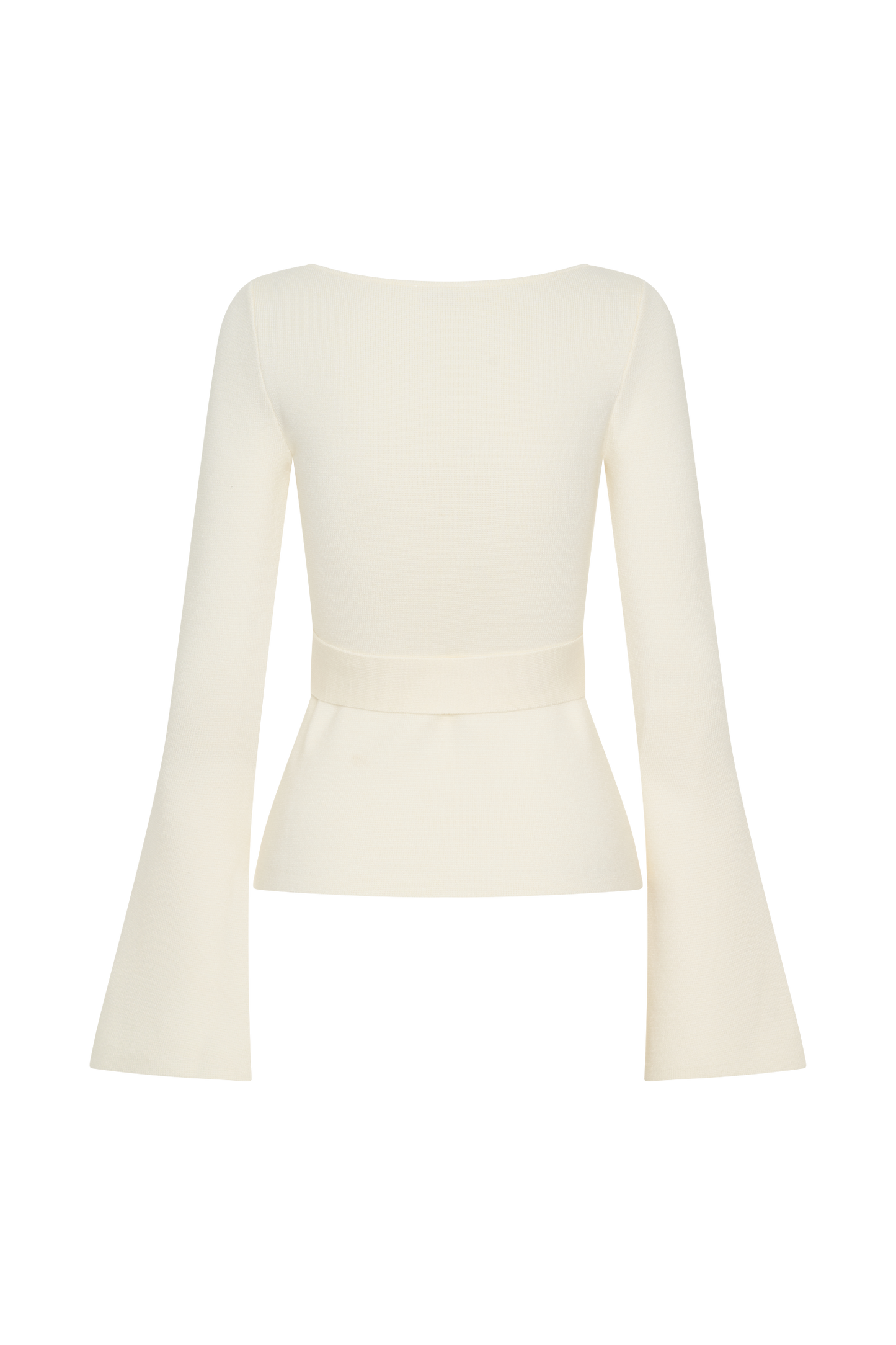 Justine, haut en tricot avec ceinture - Ivoire