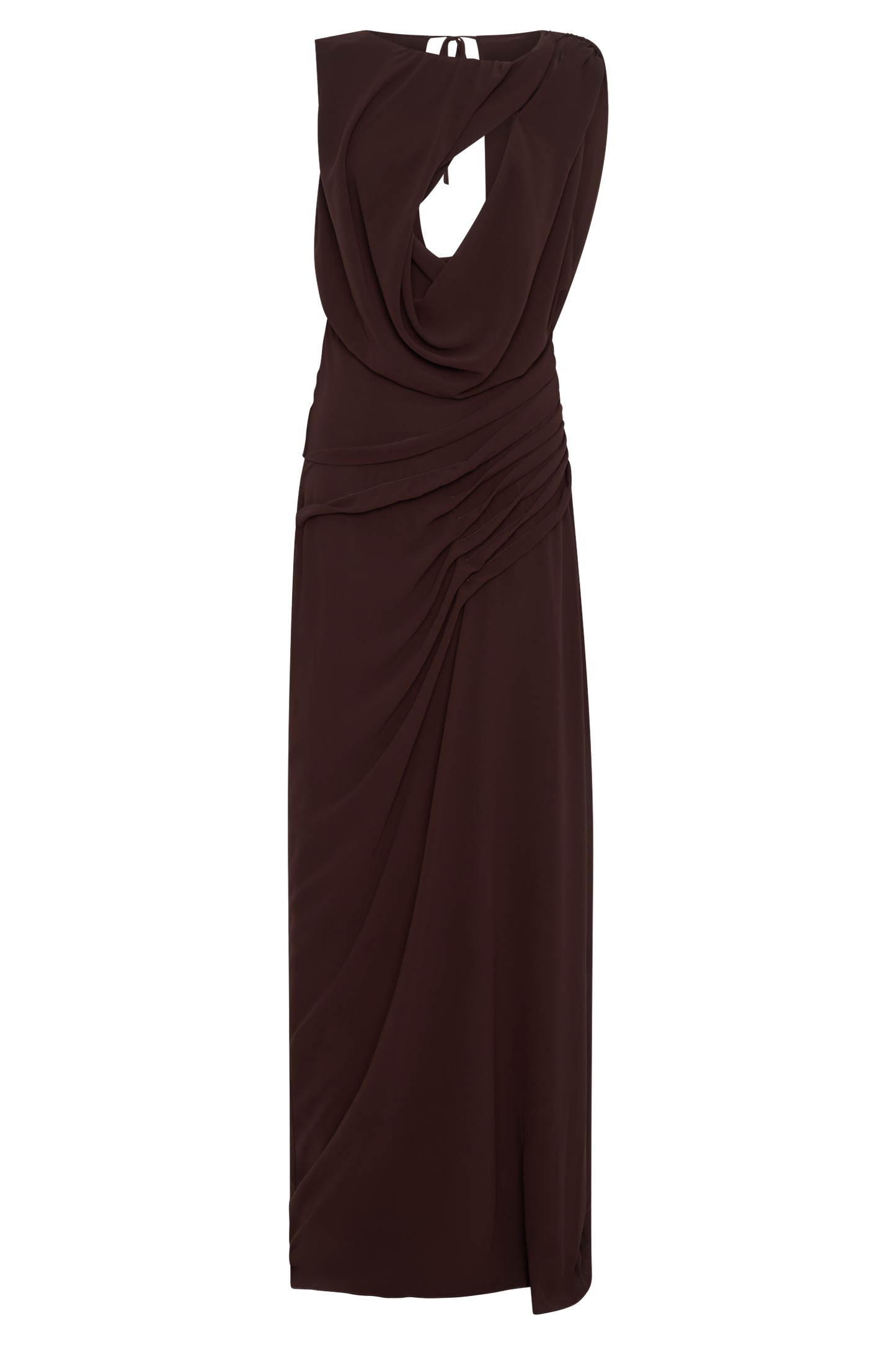 Robe Maxi en Chiffon Oria - Brun Cacao