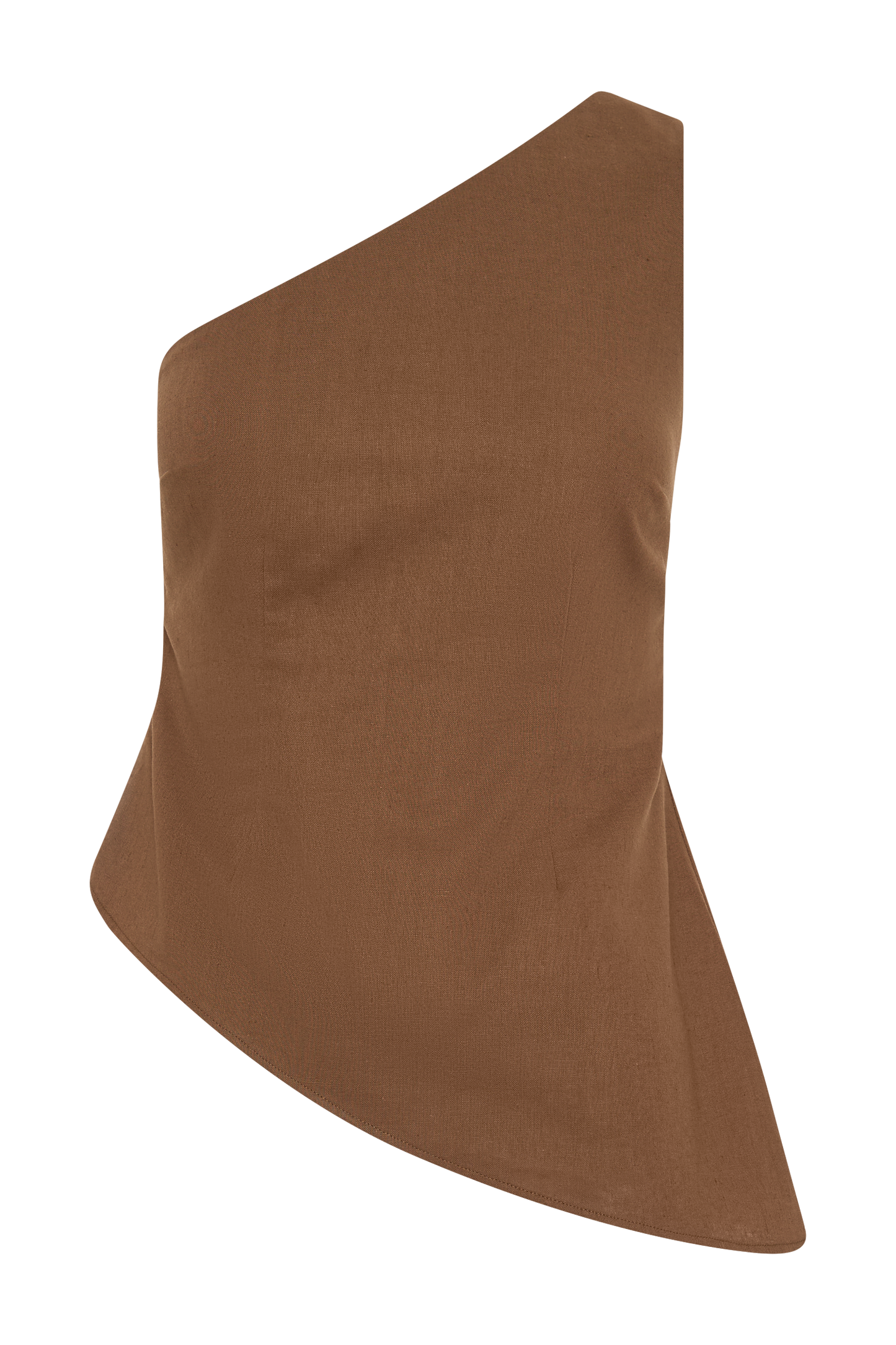 Top en lin à une épaule Dora - Brun cacao