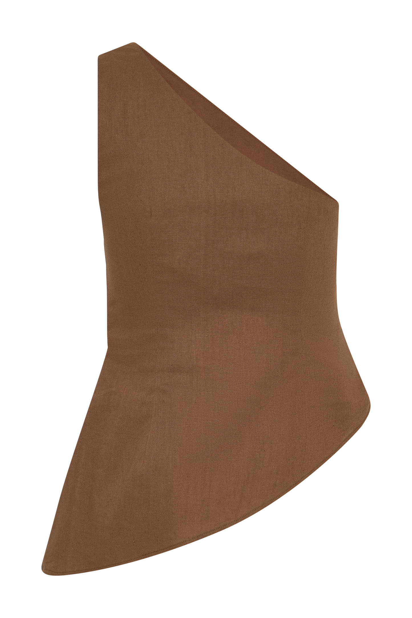 Top en lin à une épaule Dora - Brun cacao