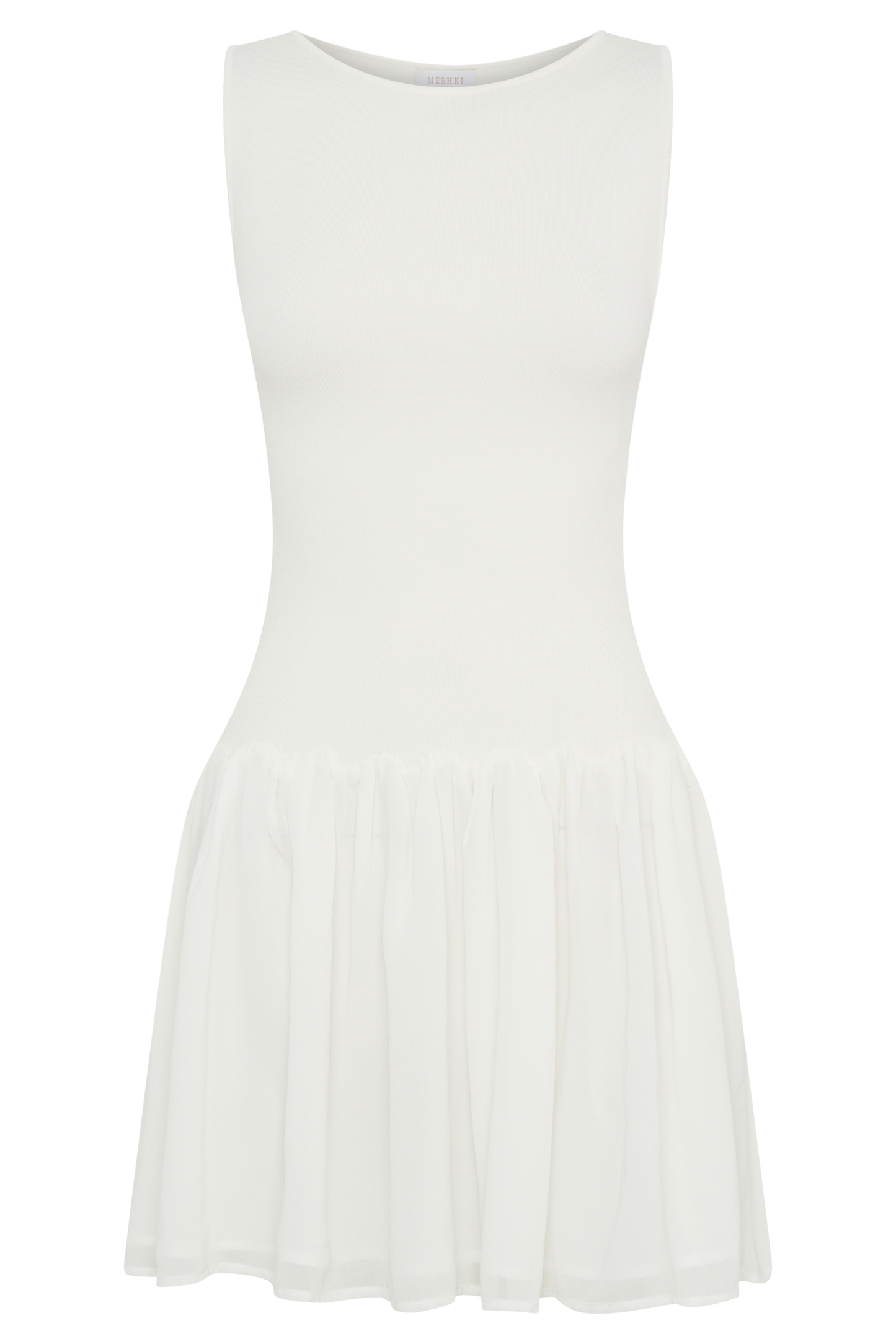 Robe mini en jersey et mousseline de soie Ashleigh - Ivoire