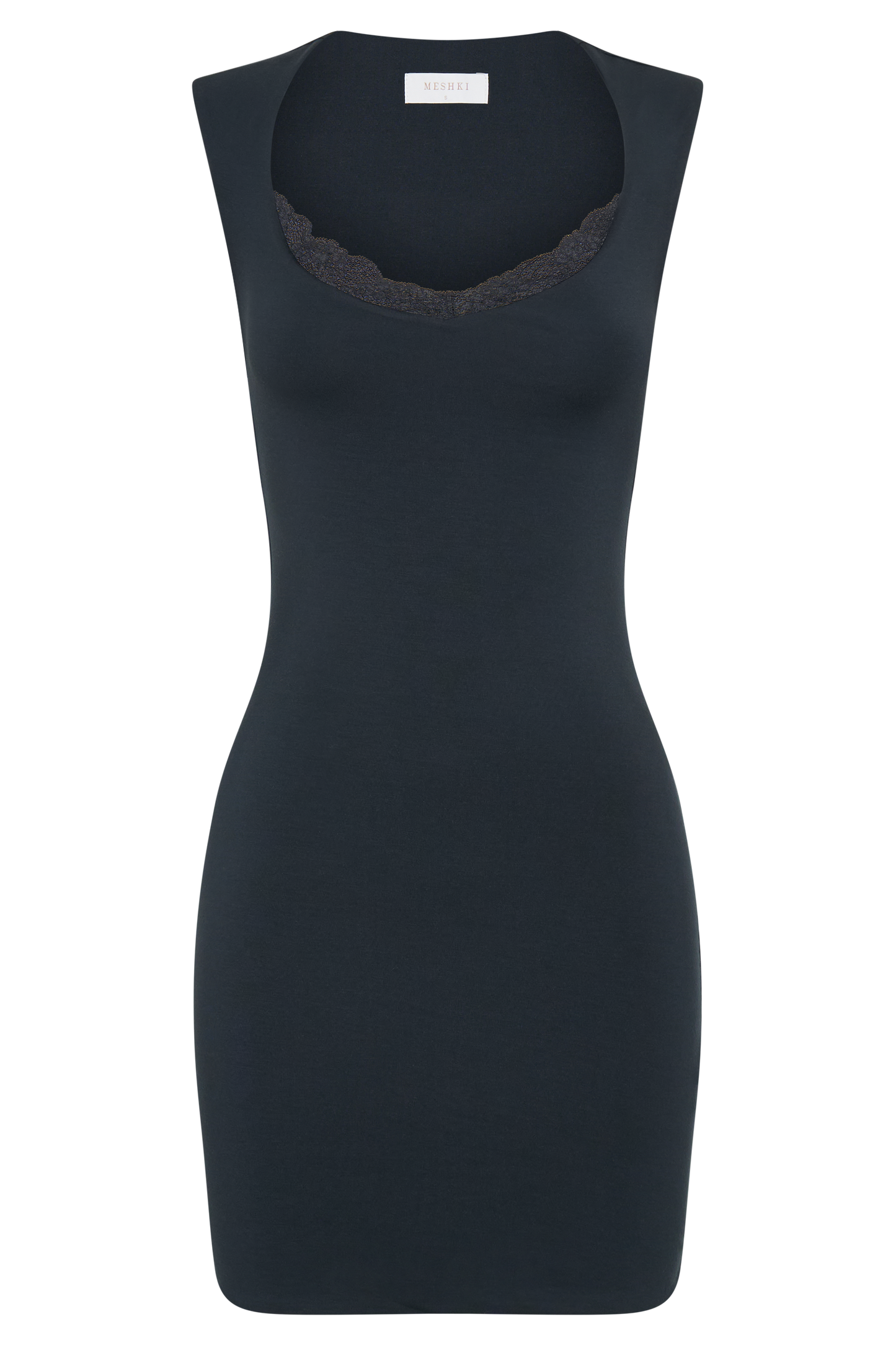 Mini-robe en modal avec garniture en dentelle Tatianna - Noir