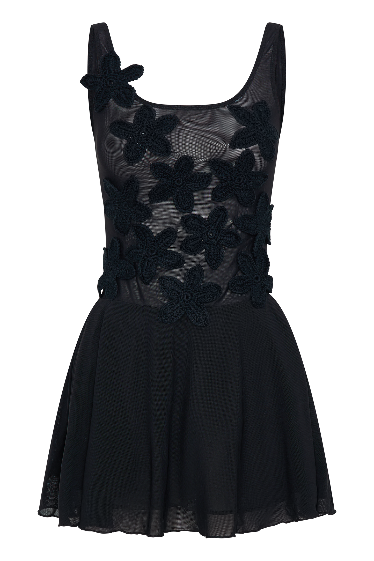 Mini-robe en maille Melanie avec fleurs - Noir