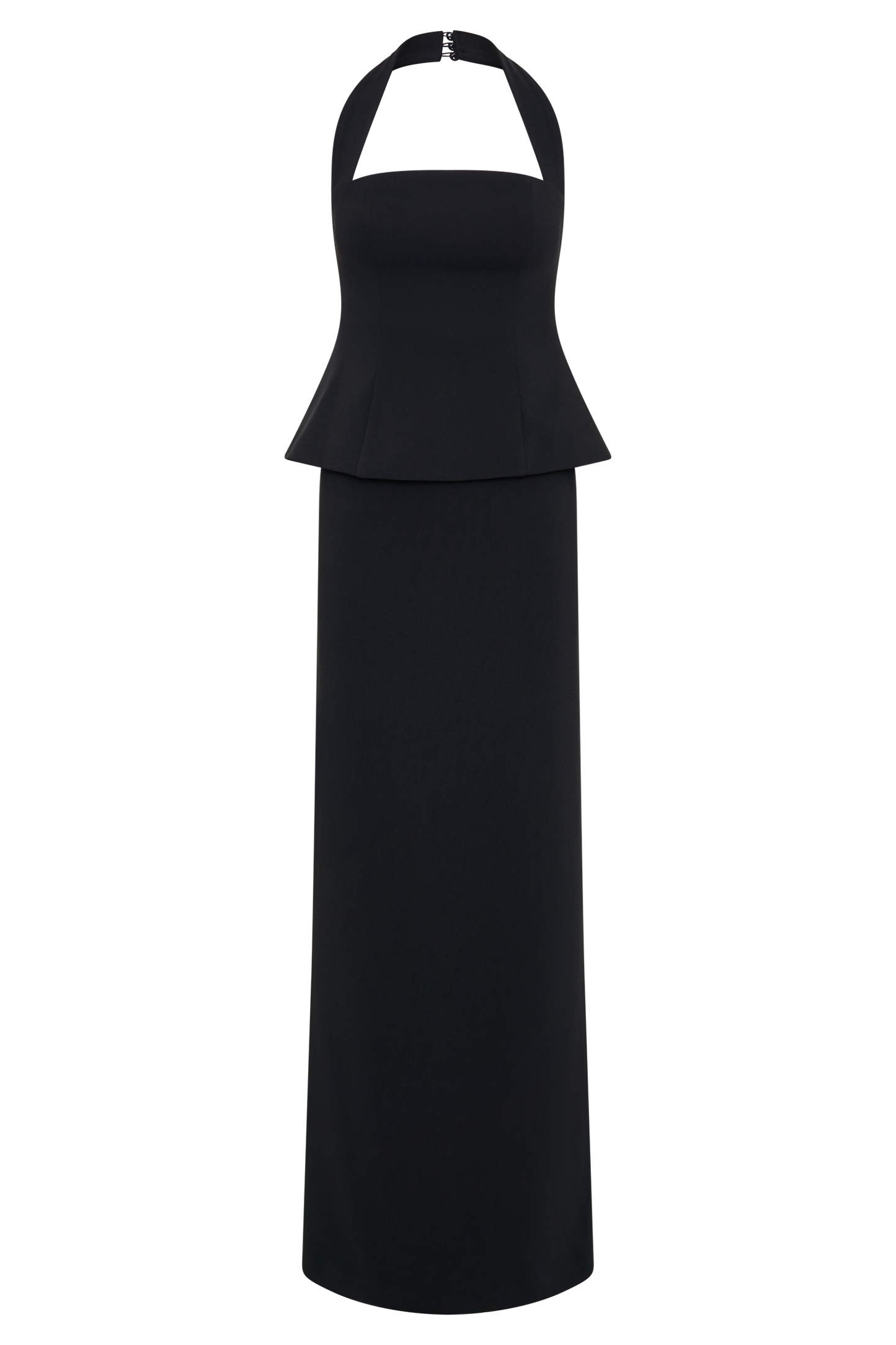Robe Maxi Bertie à Col Haut et Volants - Noir