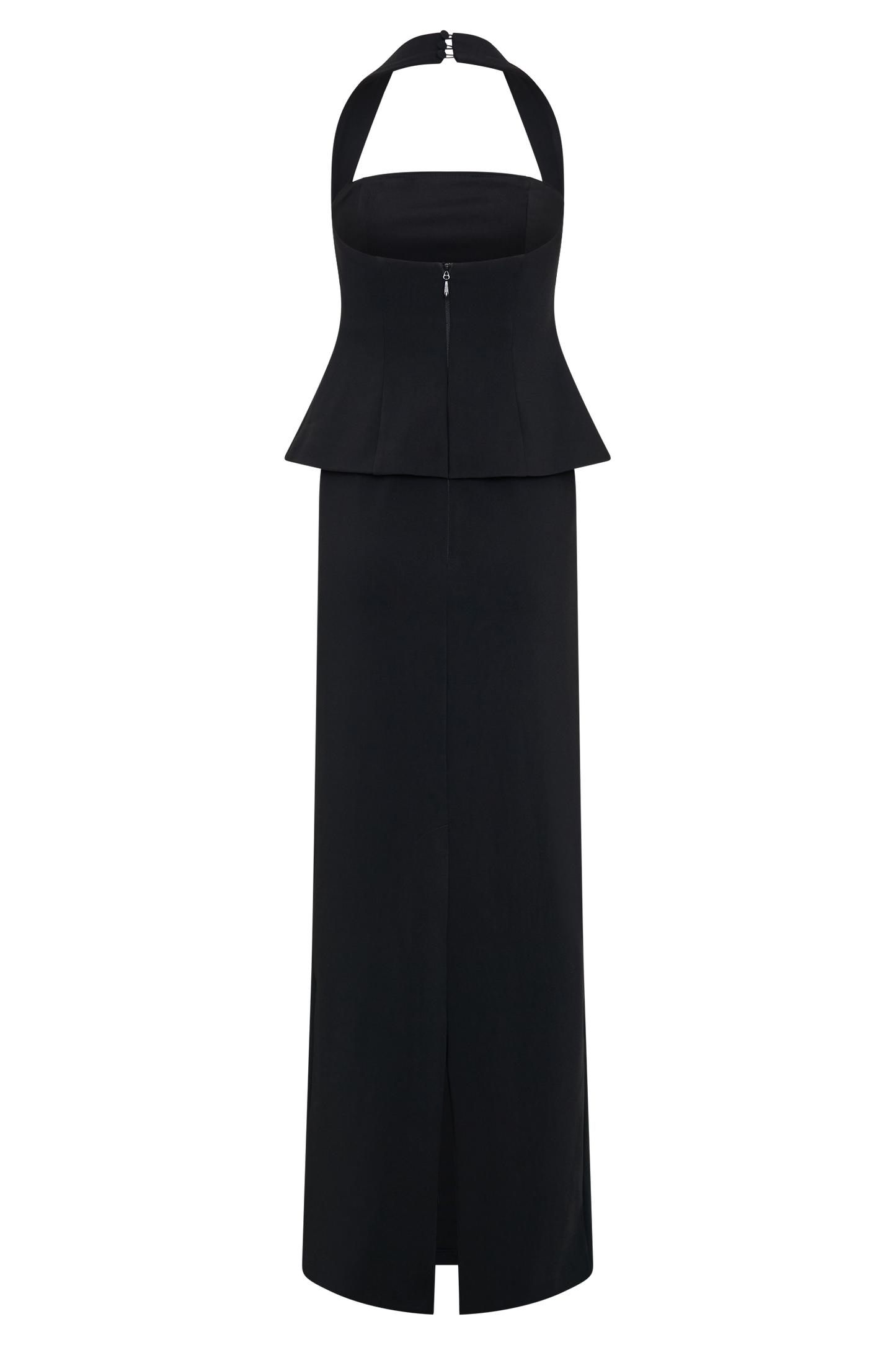 Robe Maxi Bertie à Col Haut et Volants - Noir