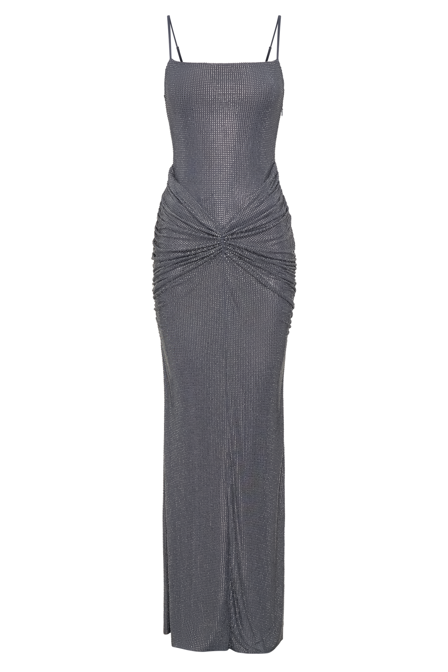 Robe Maxi Satin Roisin Diamante - Gris Argenté
