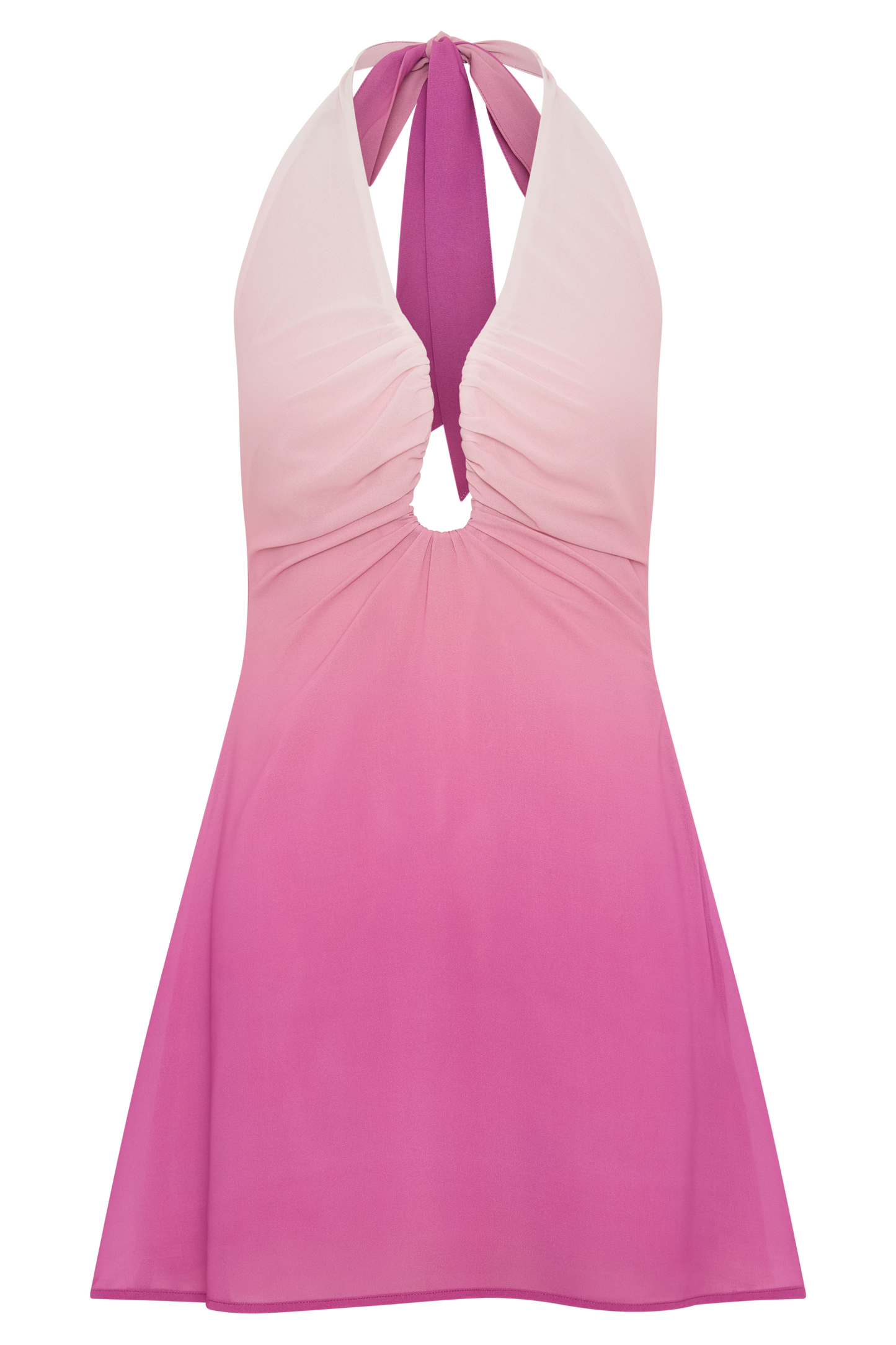 Mini-robe halter en mousseline de soie Malakhai - Rose dégradé