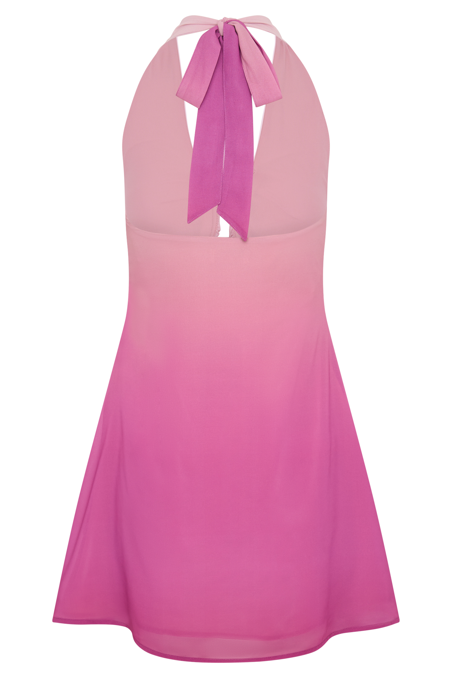 Mini-robe halter en mousseline de soie Malakhai - Rose dégradé