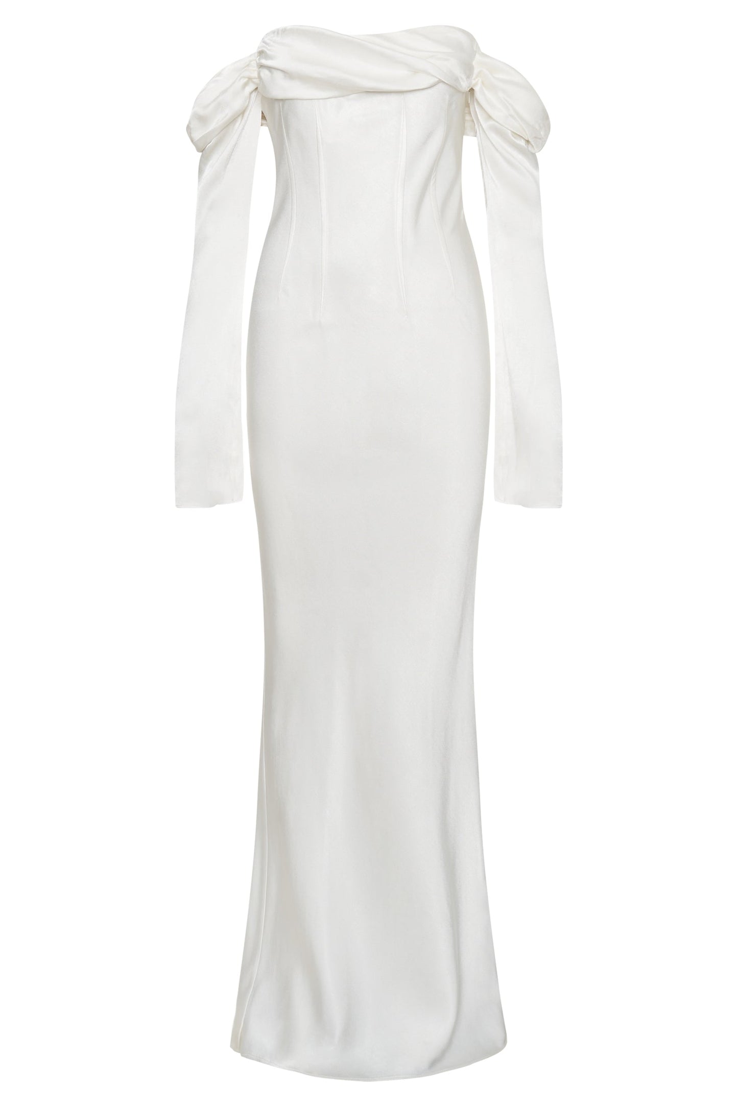Robe Maxi Giselle à Manches Décolletées et Col Chaudron - Blanc