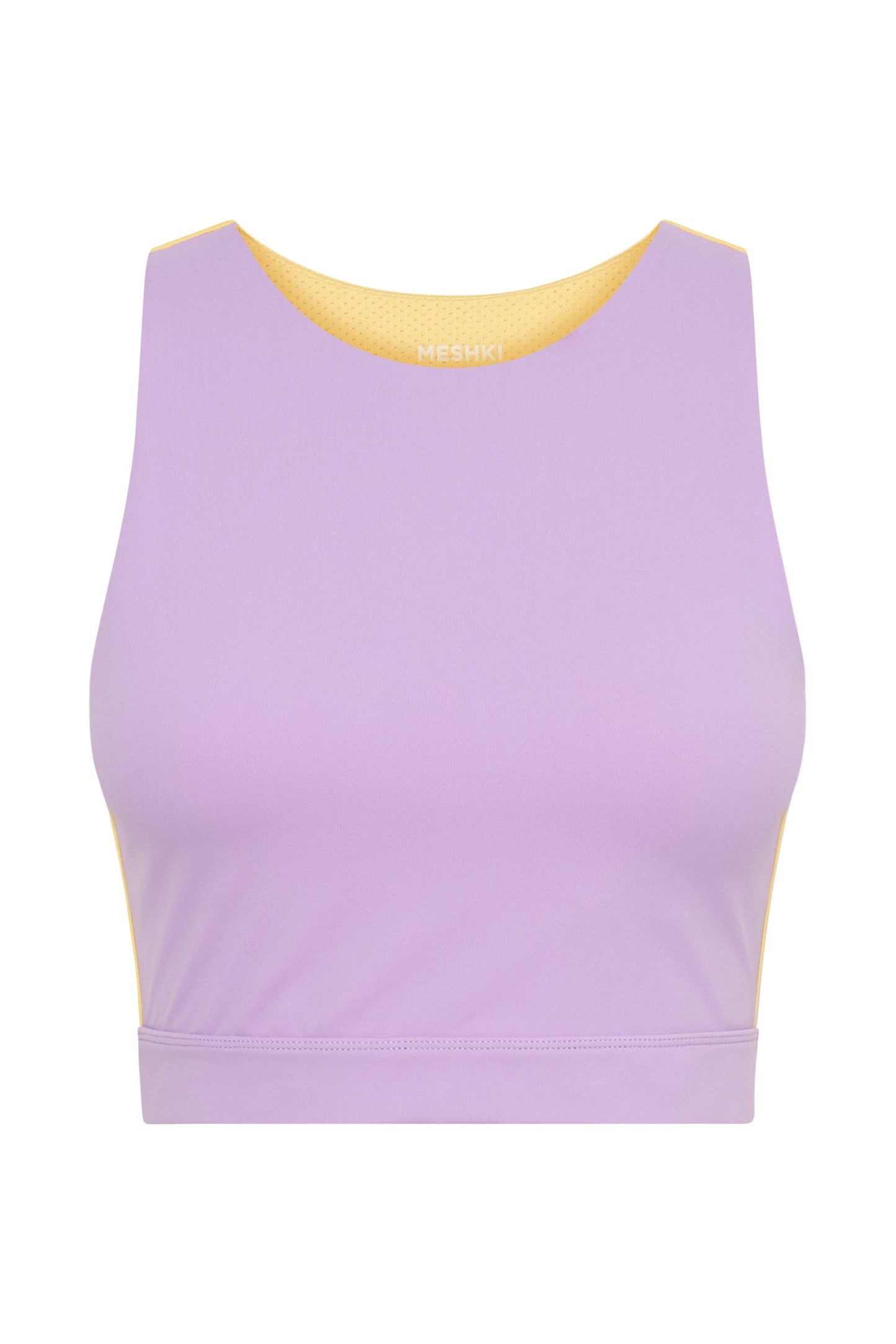 Crop top de sport à deux couleurs Lori - Mauve/Jaune