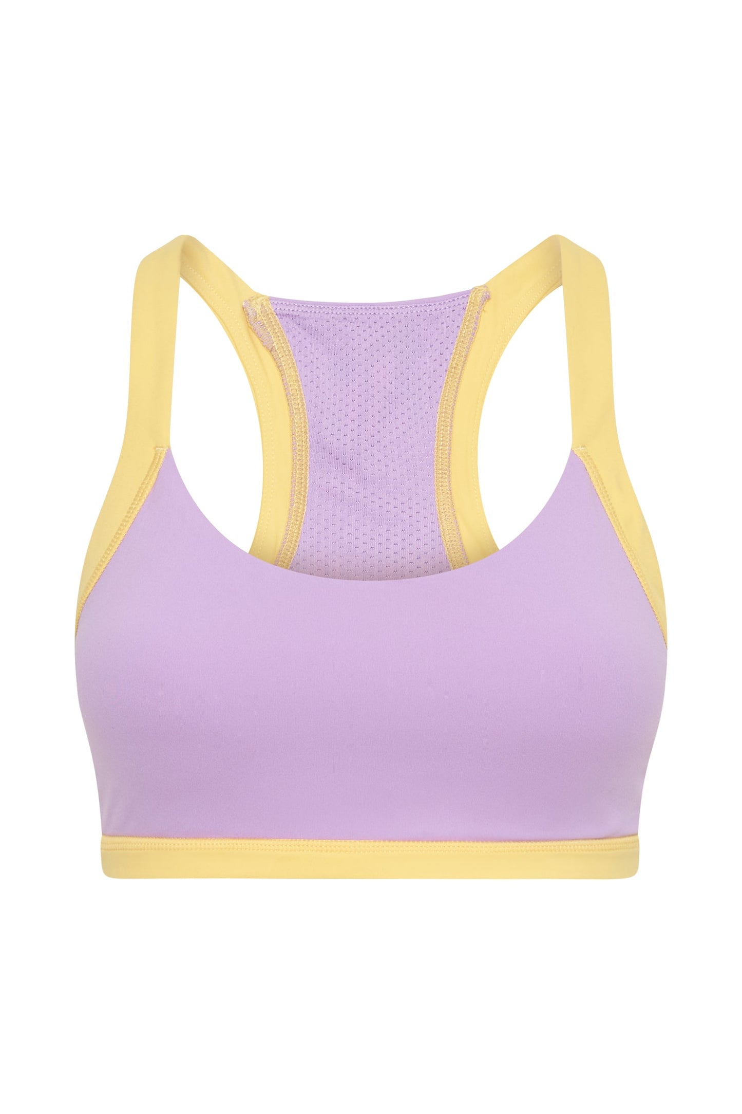 Becca, soutien-gorge de sport court bicolore - Lilas/Jaune