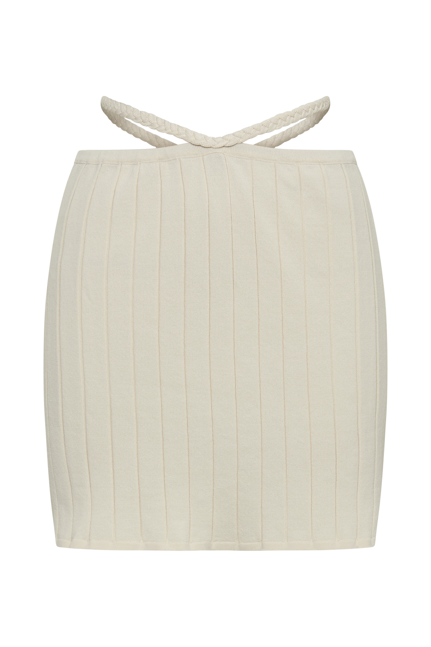 Jupe mini A-line en jersey côtelé extensible - Ivoire