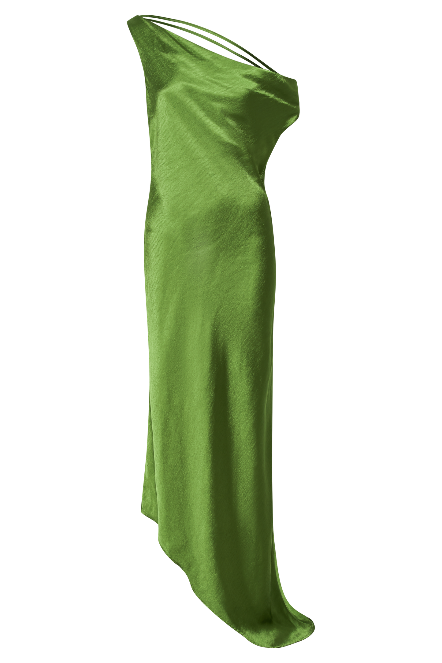 Robe Maxi Yvette à Bretelles et Bords Découpes - Émeraude