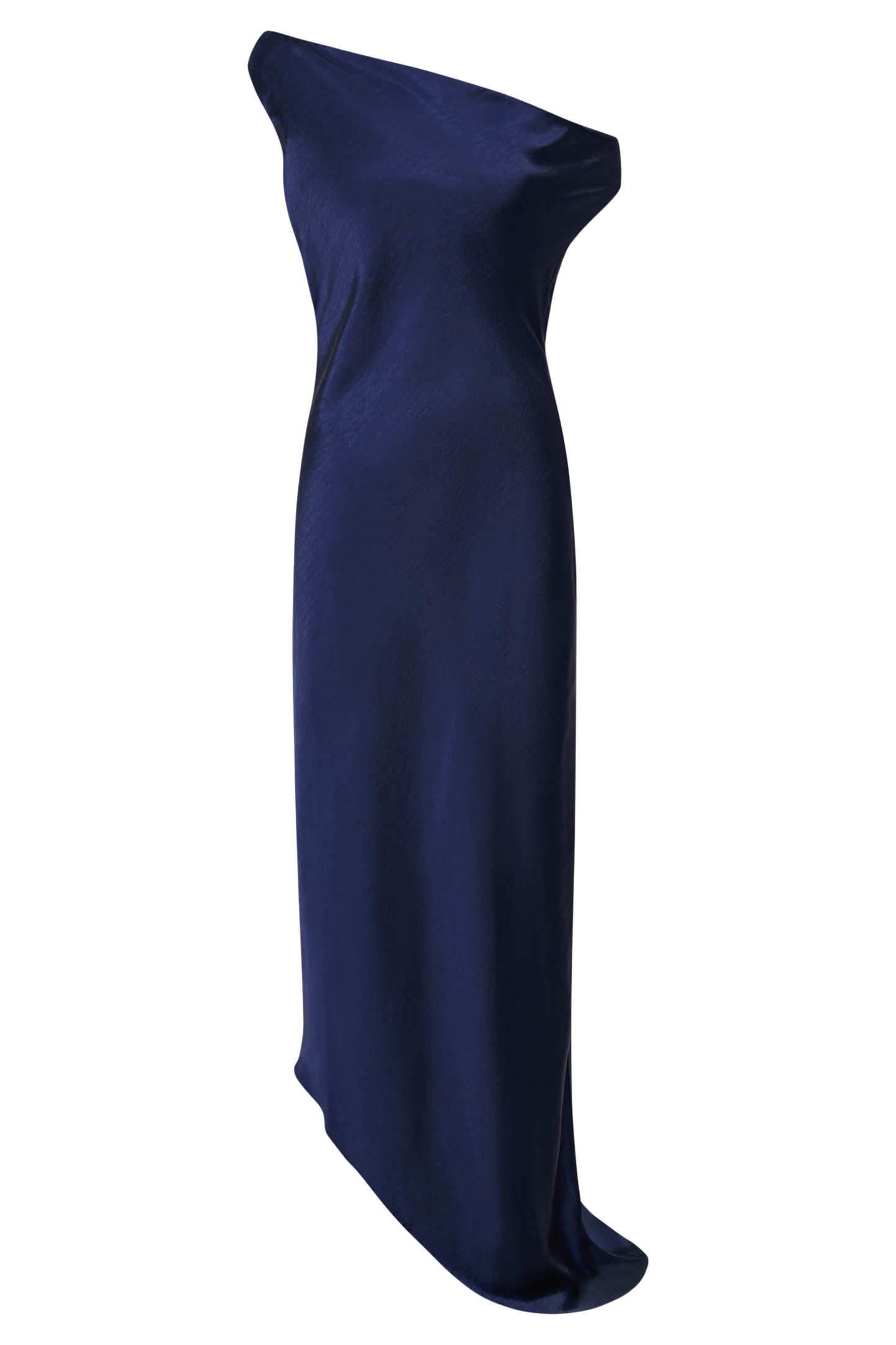 Robe Maxi Yvette à Bretelles avec Emmanchure Asymétrique - Bleu Marine