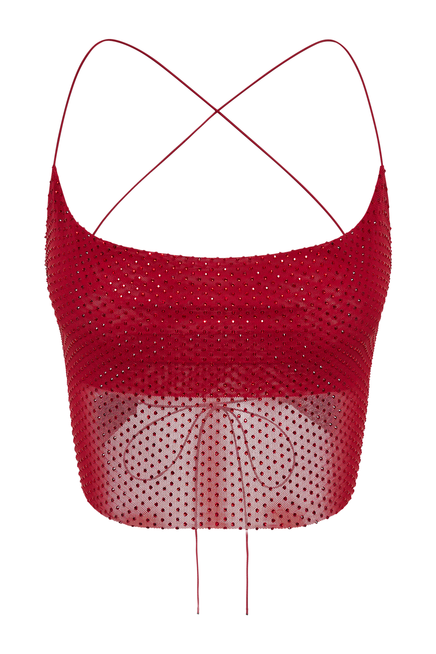 Top Tamra à bretelles et strass - Rouge vermillon