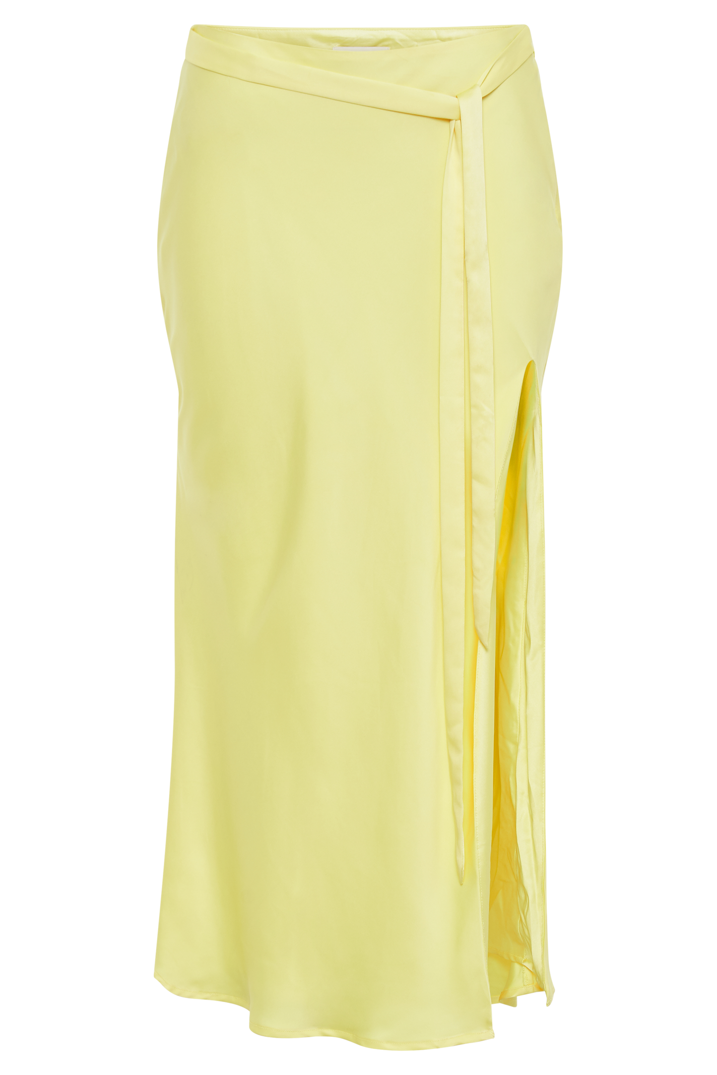 Jupe midi en satin Edie avec nœud - Jaune