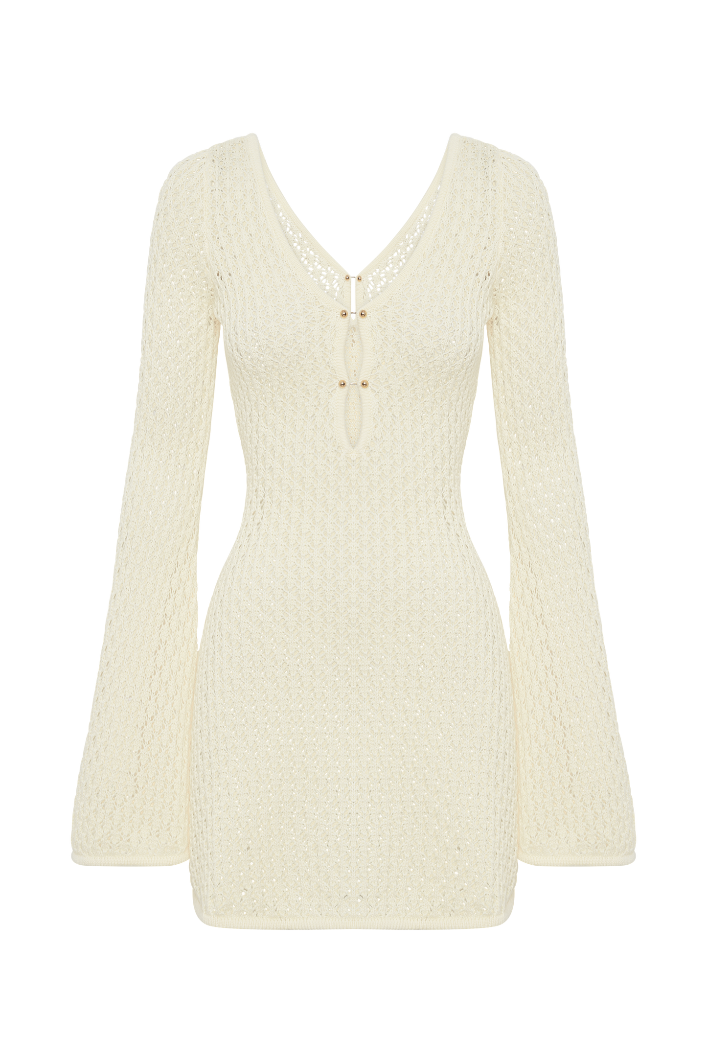 Mini-robe en tricot crochet Kayleigh - Blanc
