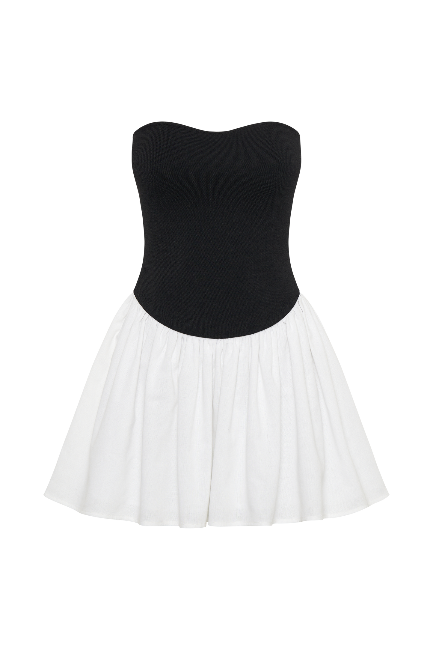 Mini-robe en tricot et lin Hannah - Noir/Blanc