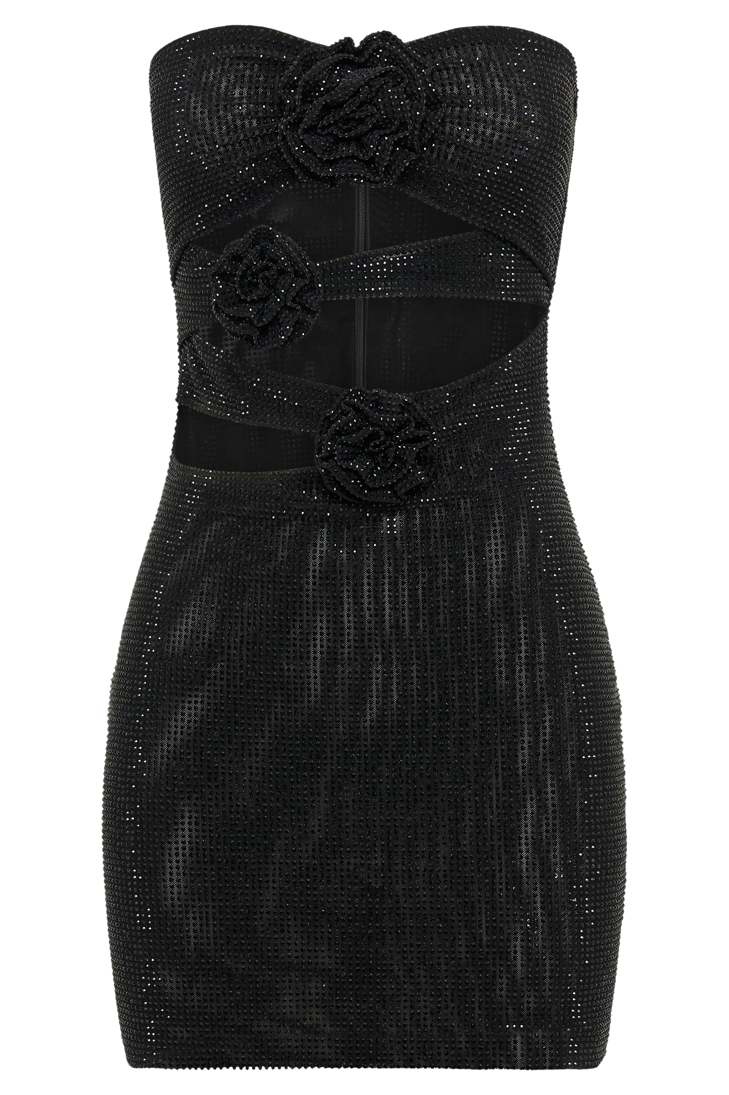 Mini-robe sans bretelles Korinna en rose avec diamants - Noir
