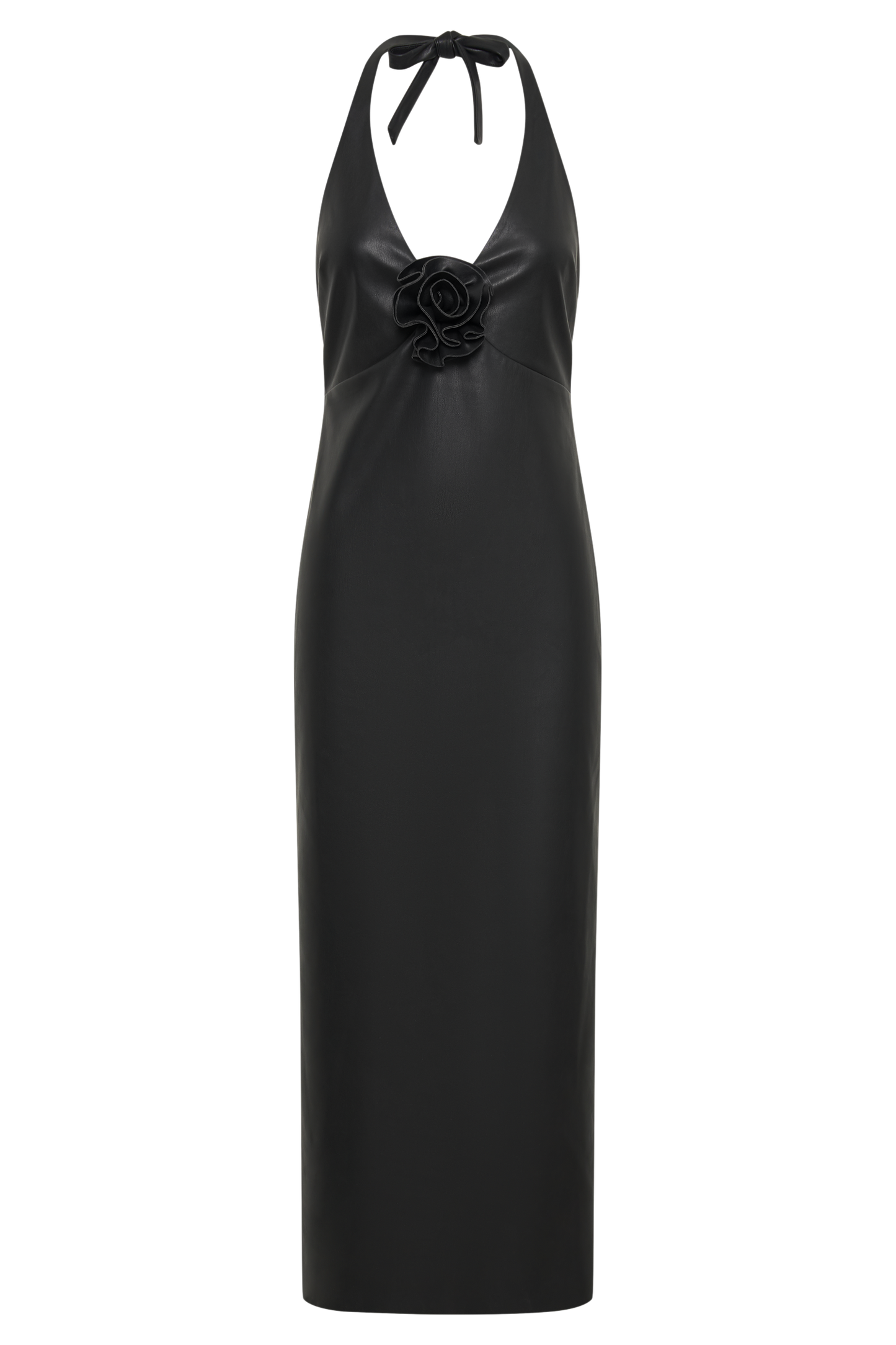 Robe midi rose en simili cuir Dori - Noir