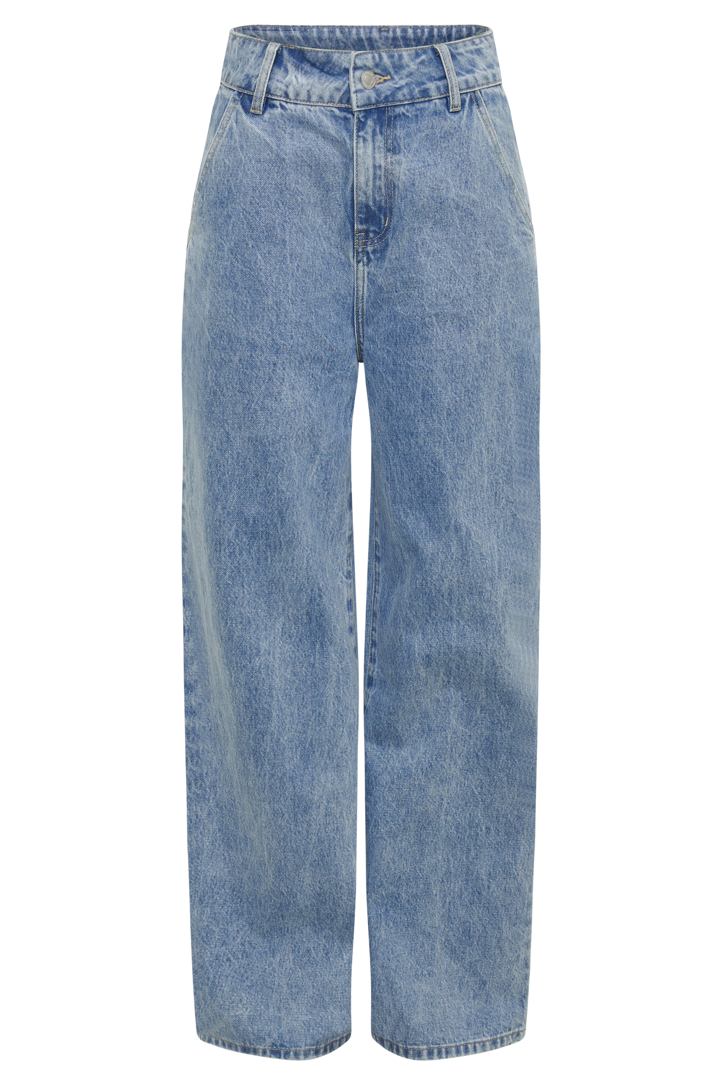 Jeans Roxy taille haute, jambe large - Bleu moyen