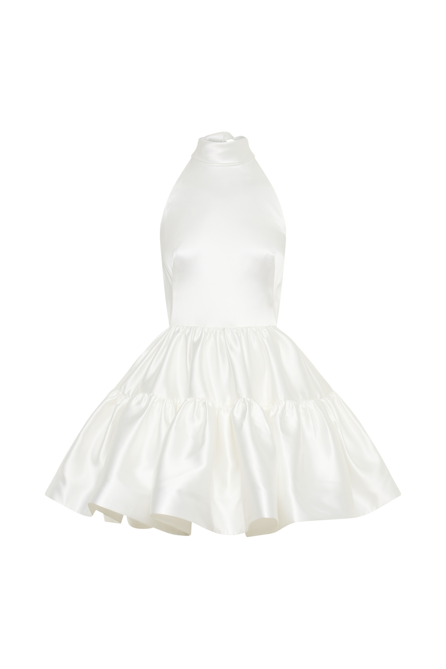 Mini-robe Dorota en satin avec décolleté halter - Blanc