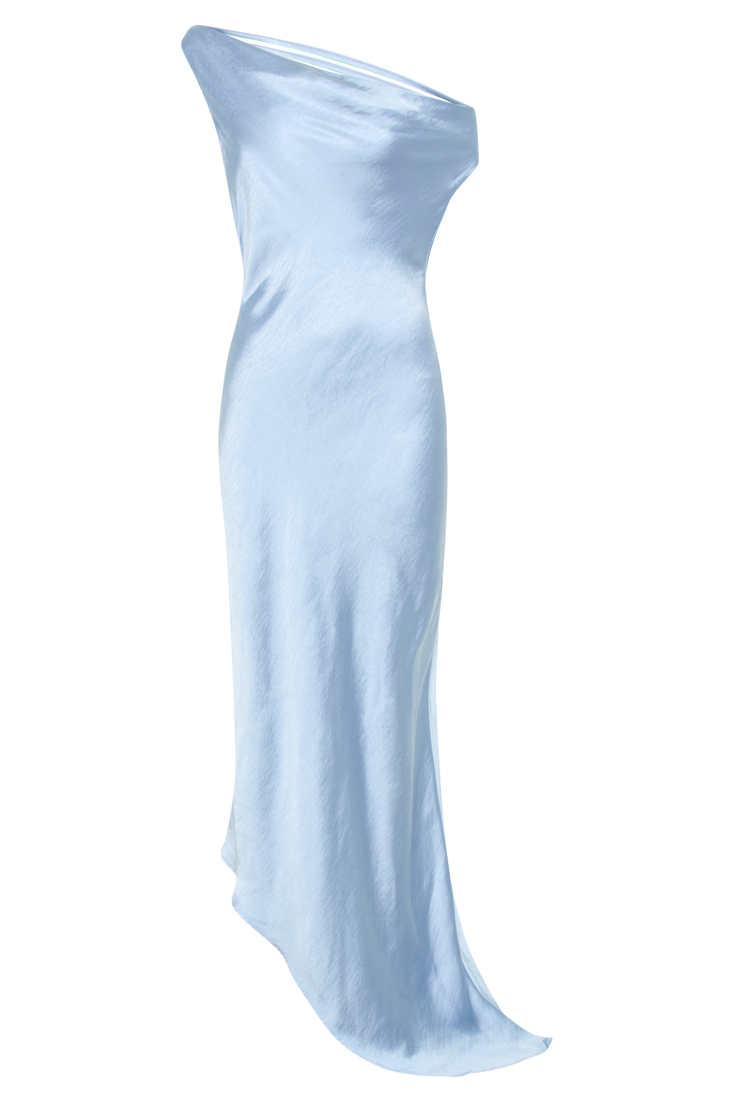 Robe Maxi Yvette à Bretelles avec Emmanchure Asymétrique - Bleu Bleu Roi