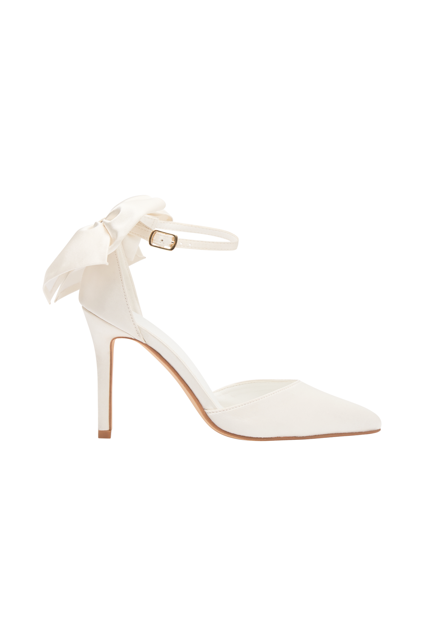 Escarpins à nœud en satin avec détail perlé - Blanc