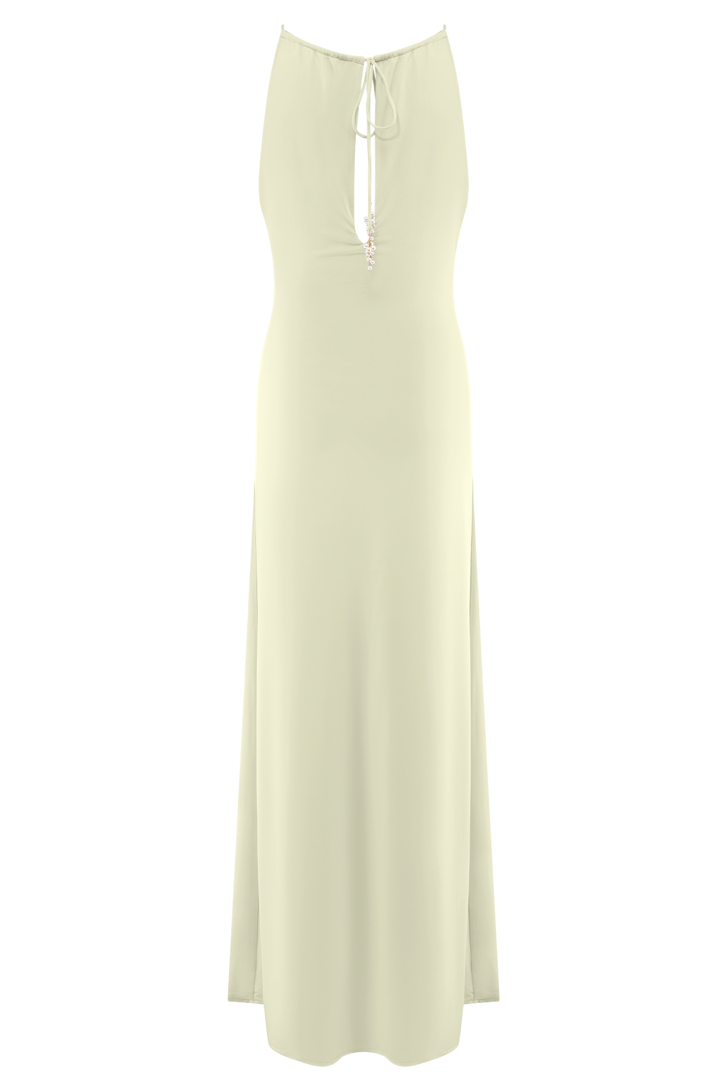 Robe Maxi Beryl Étroite avec Perles - Ivoire