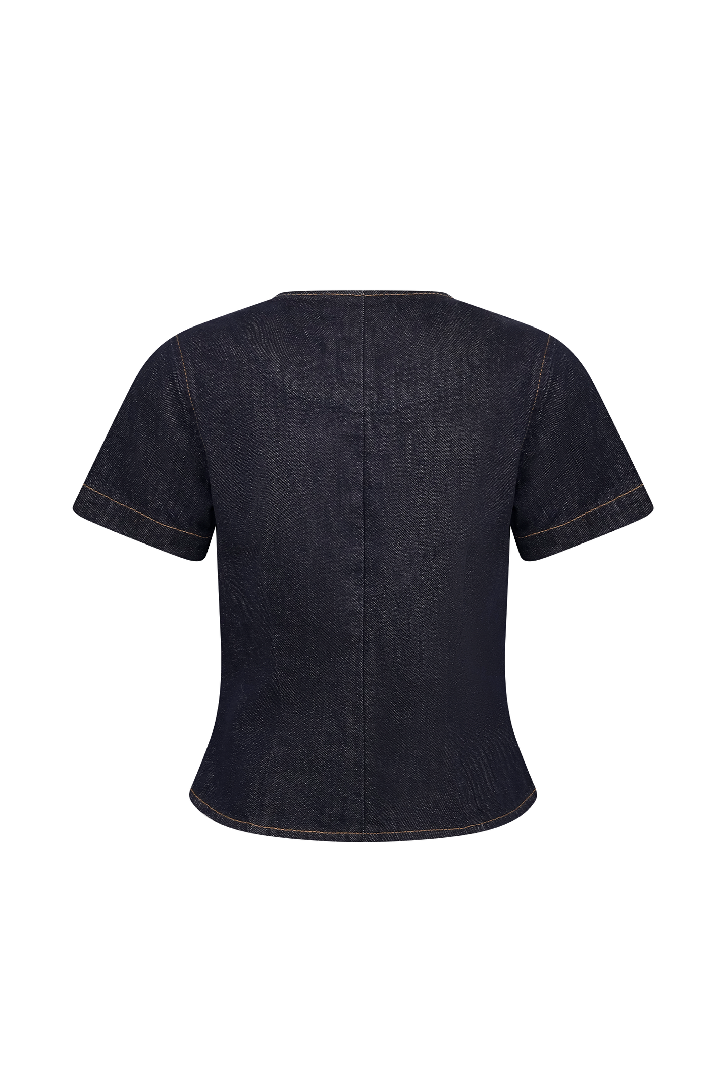 Top en jean à manches courtes et boutons - Bleu indigo délavé