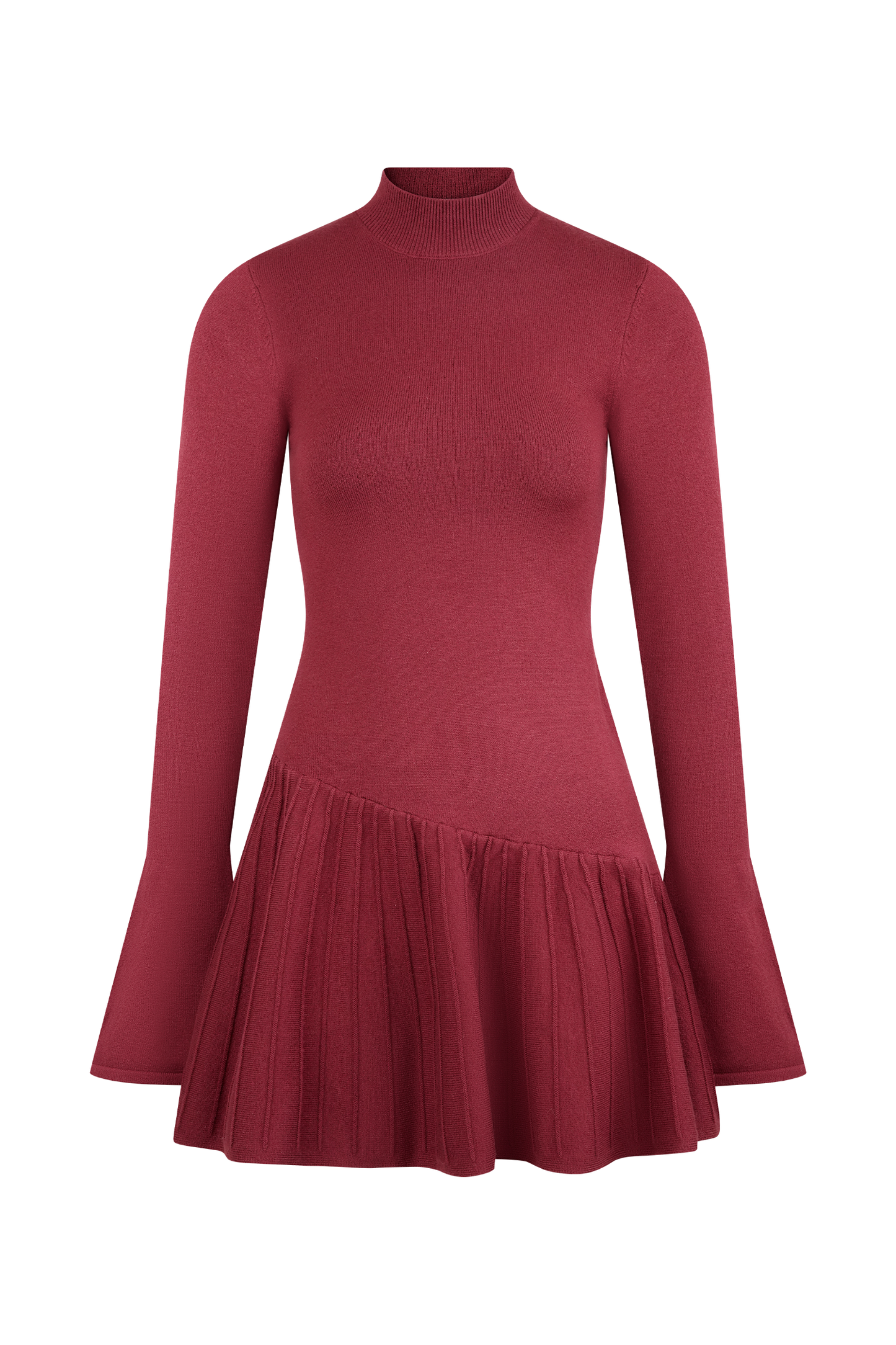 Mini-robe en tricot Blair à plis - Merlot