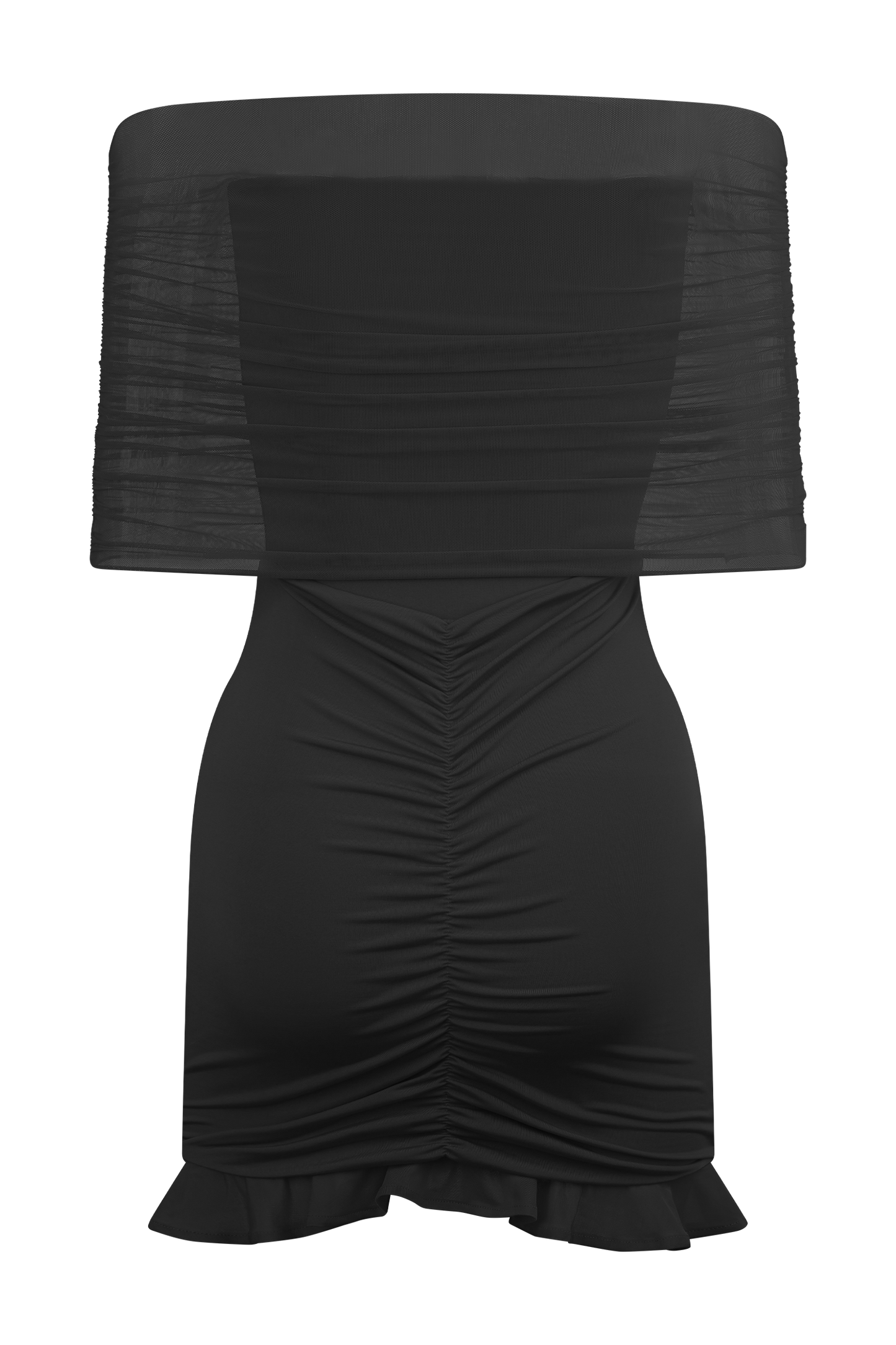 Mini-robe noire à épaules dénudées en matière fluide et en mesh Caspian