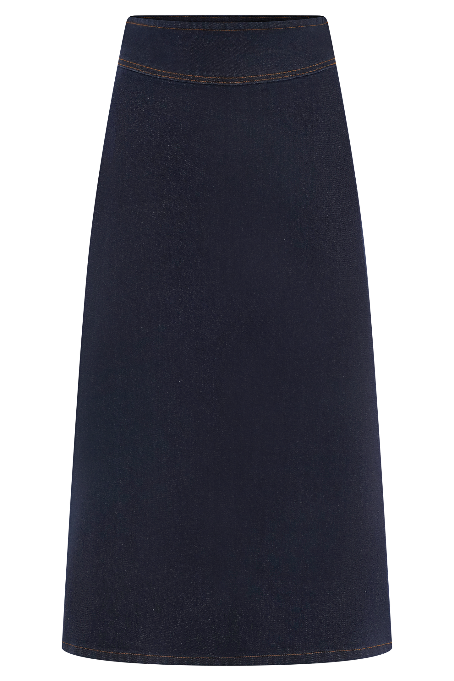 Jupe mi-longue trapèze en jean Cecilia - Bleu indigo