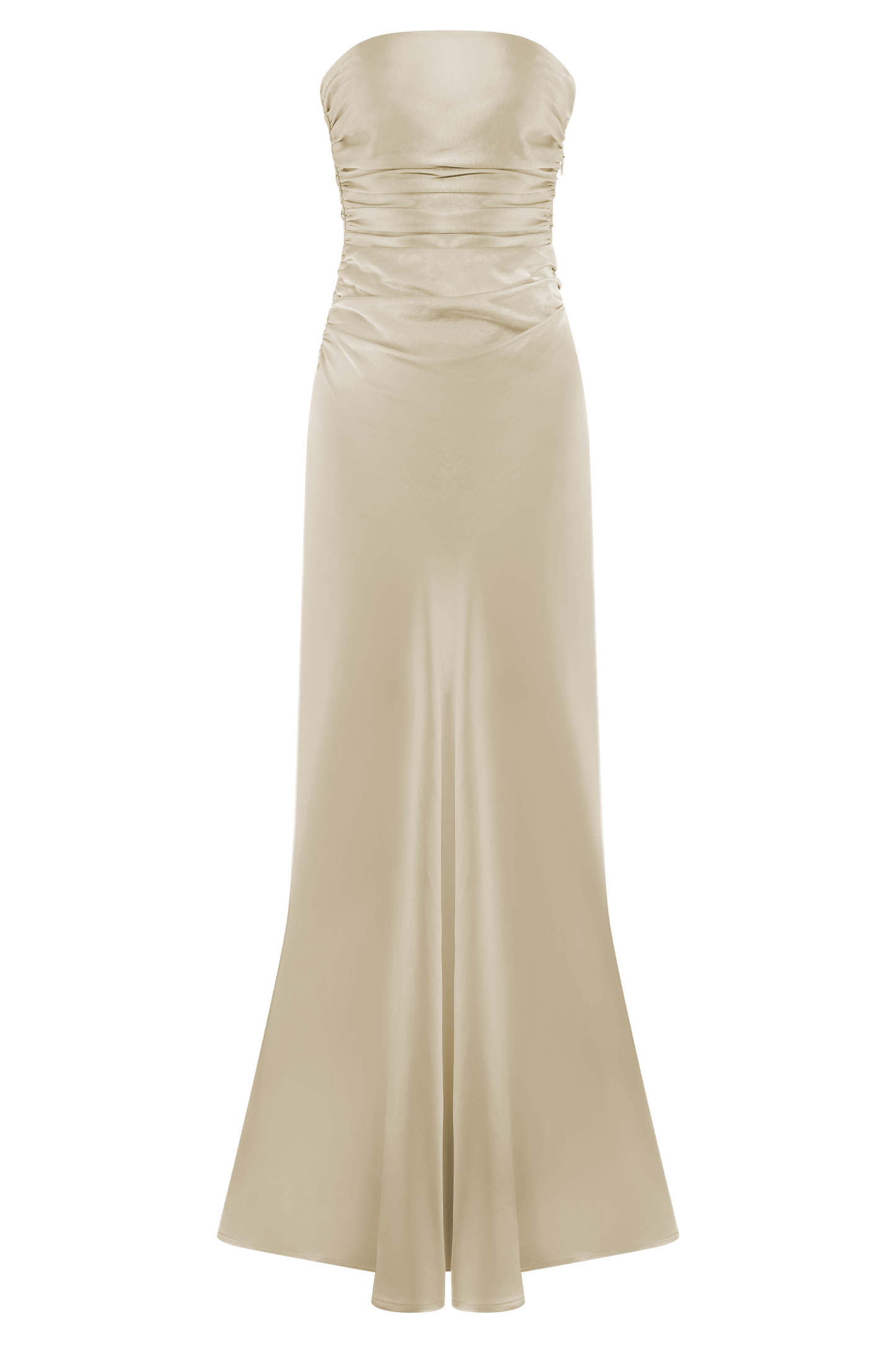 Robe longue satinée sans bretelles Cedar - Or rosé