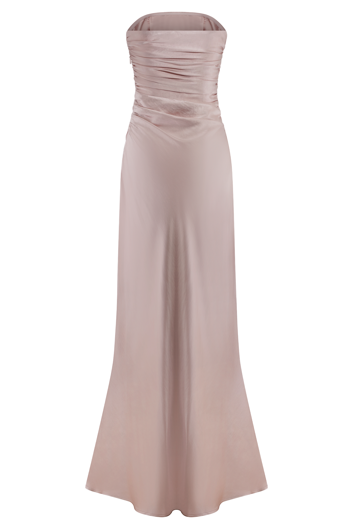Robe longue satinée sans bretelles Cedar - Rose clair