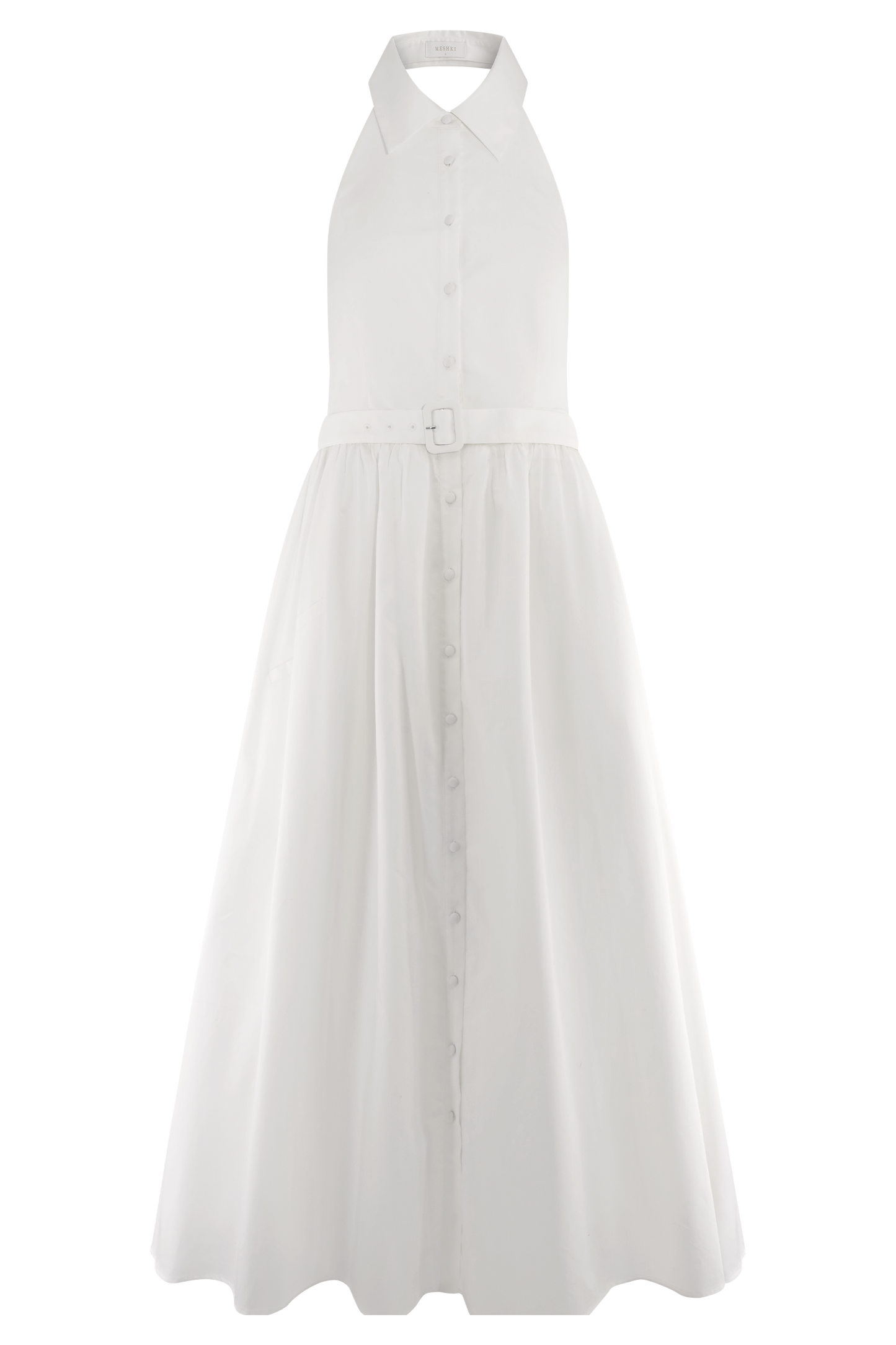 Robe midi à col montant Cindy - Blanc