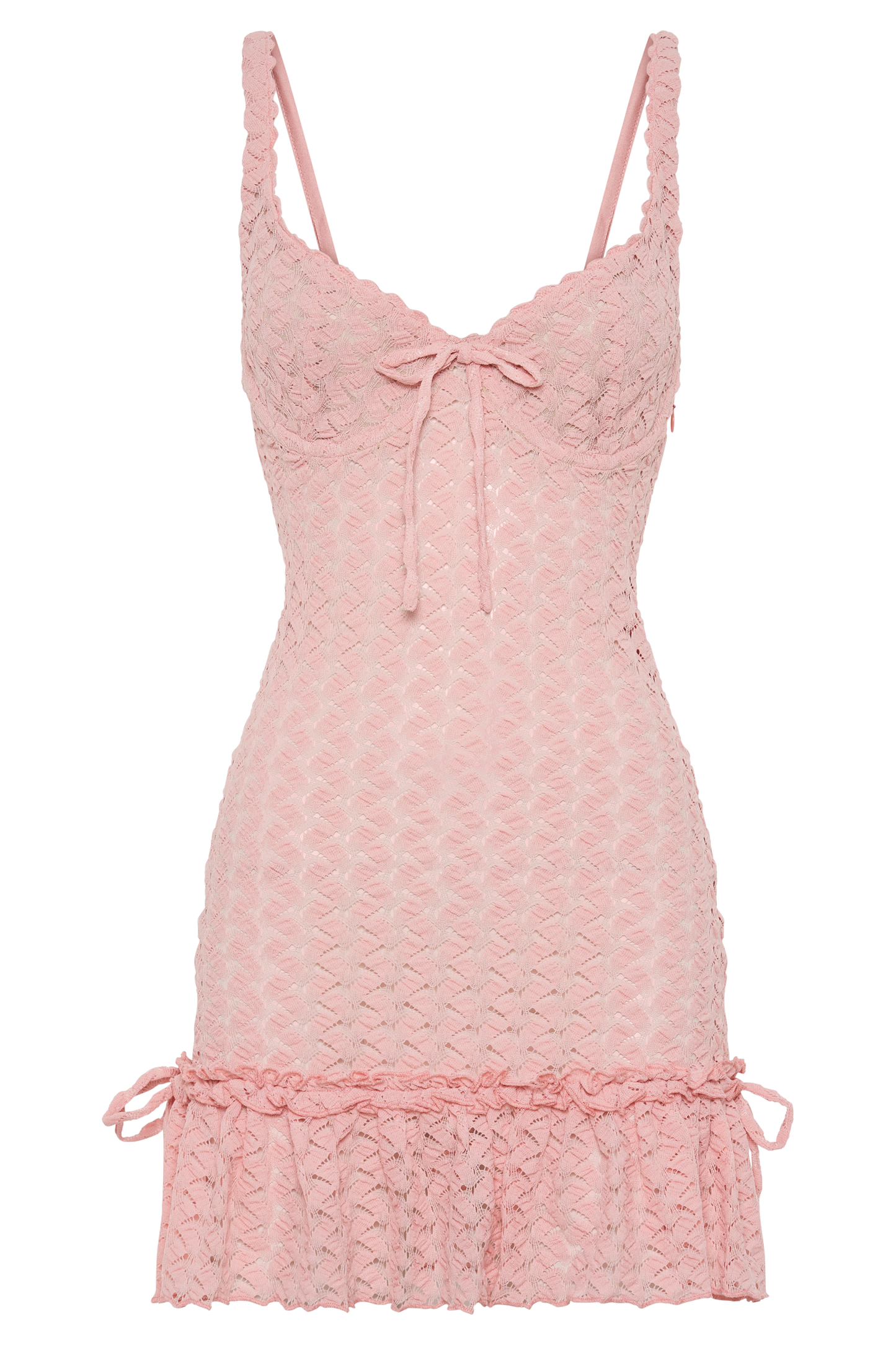 Mini-robe Marietta en dentelle à bonnets - Rose Poudré de Fée
