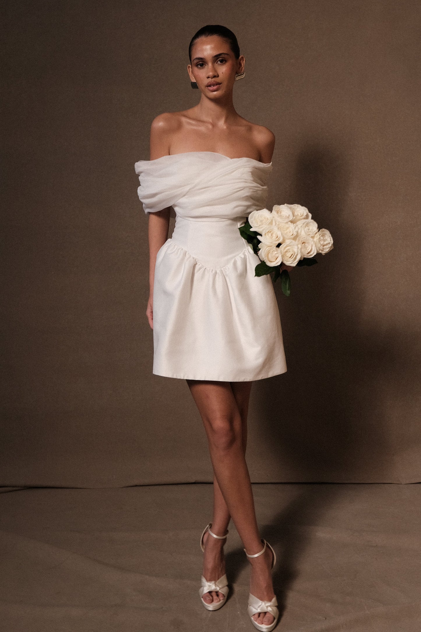 Mini-robe drapée structurée Farrah - Blanc